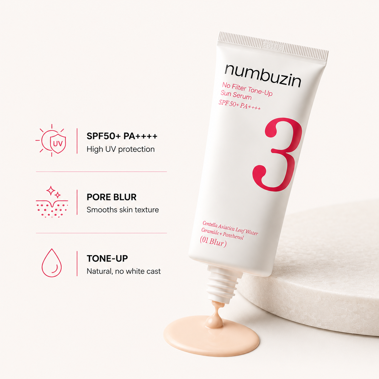 Numbuzin No.3 No Filter Tone Up Sun Serum SPF50+ PA++++ 50ml