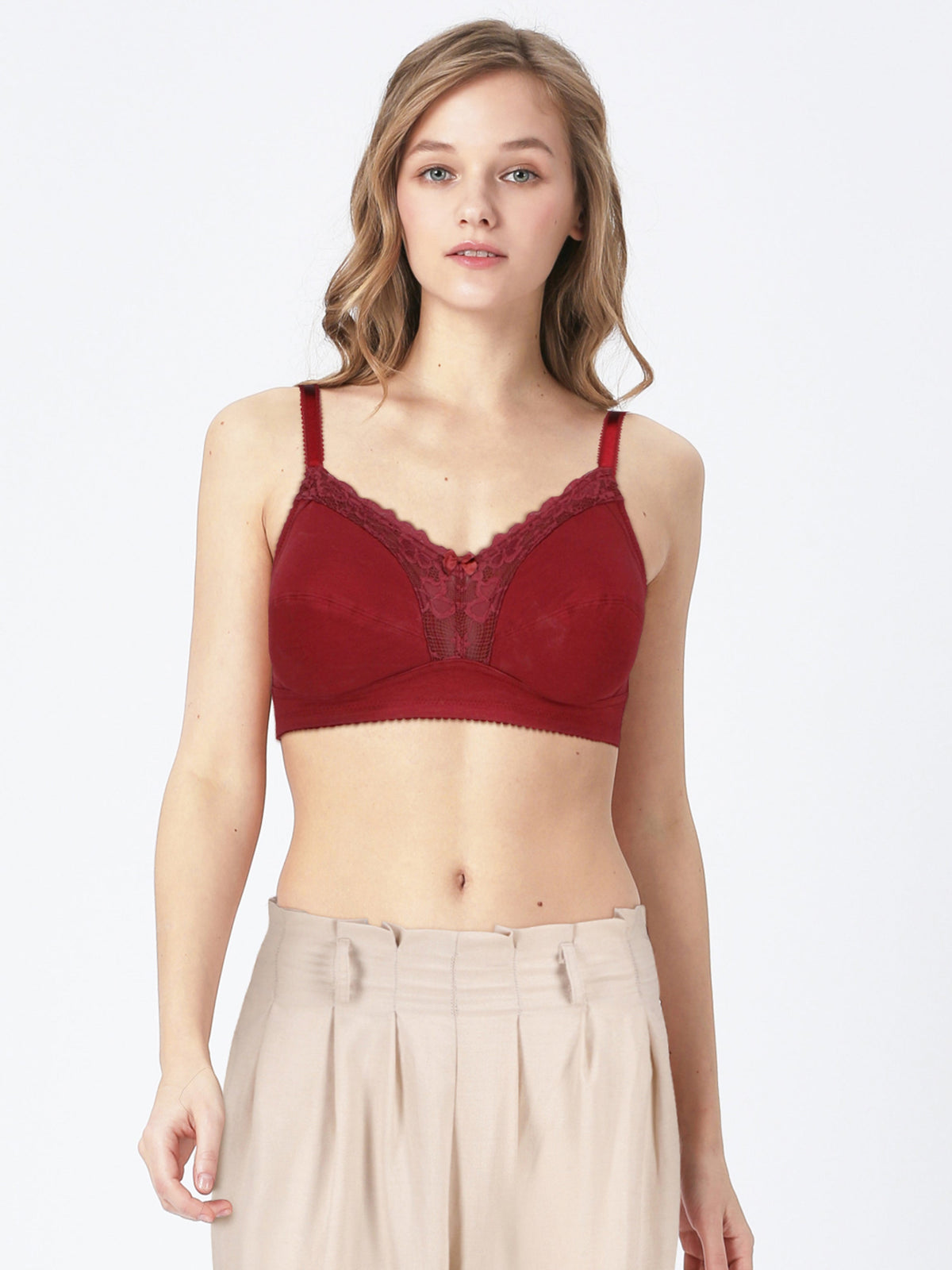 BLS Colette Non Wired And Non Padded Cotton Bra Burgundy