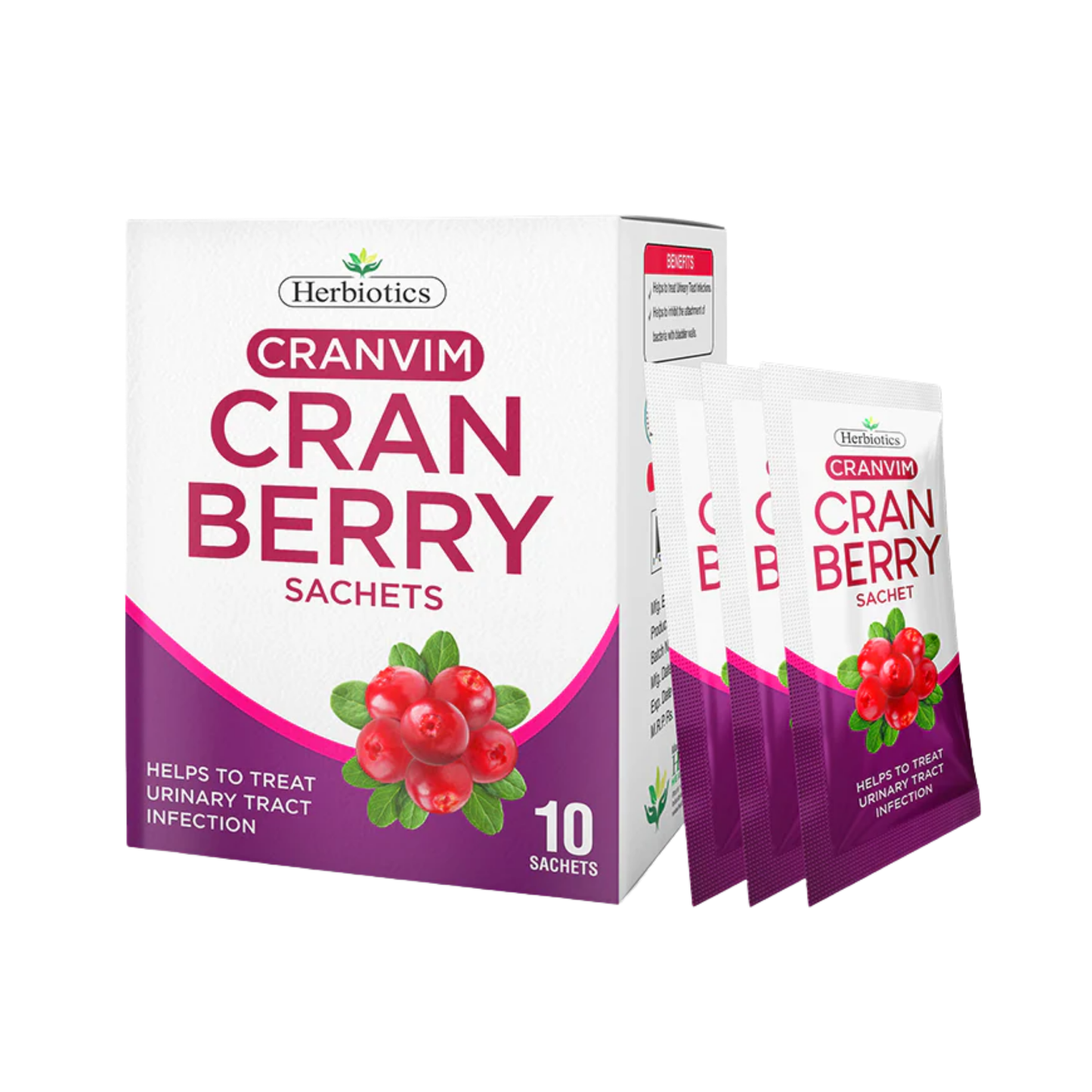 Herbiotics Cranvim Cranberry Extract Vitamin C UTI Support 10 Sachets
