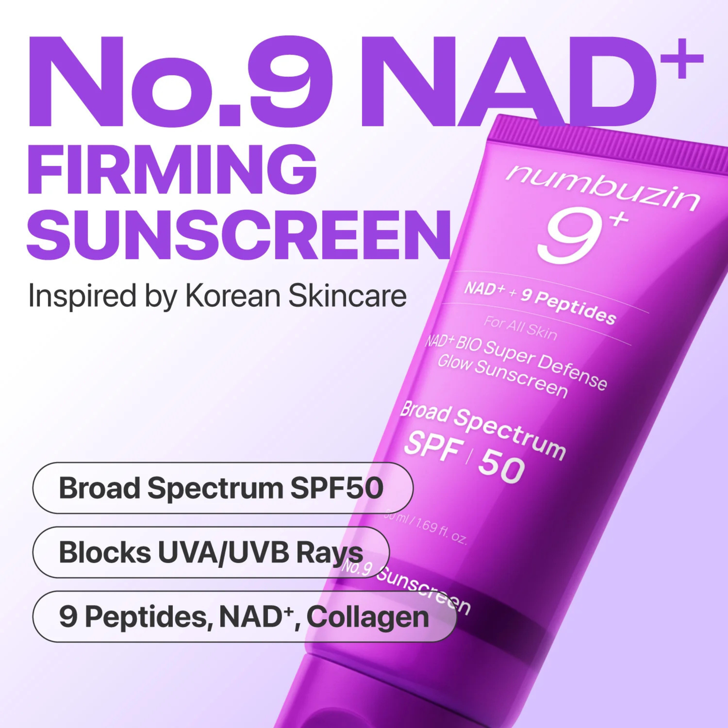 Numbuzin No.9 NAD+ Peptides Dewy Sun Essence SPF 50+ PA++++