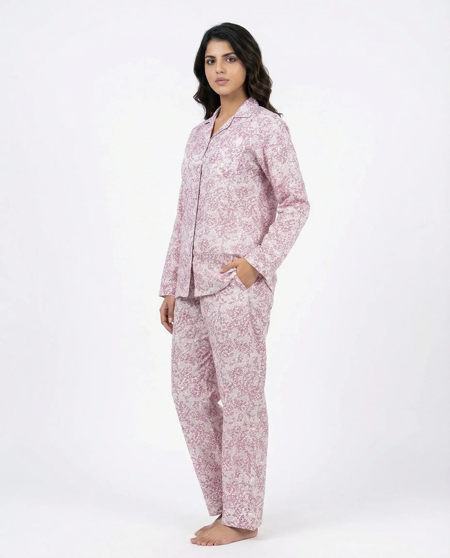 Sajiero Linen Pajama Suit Rose Cloud
