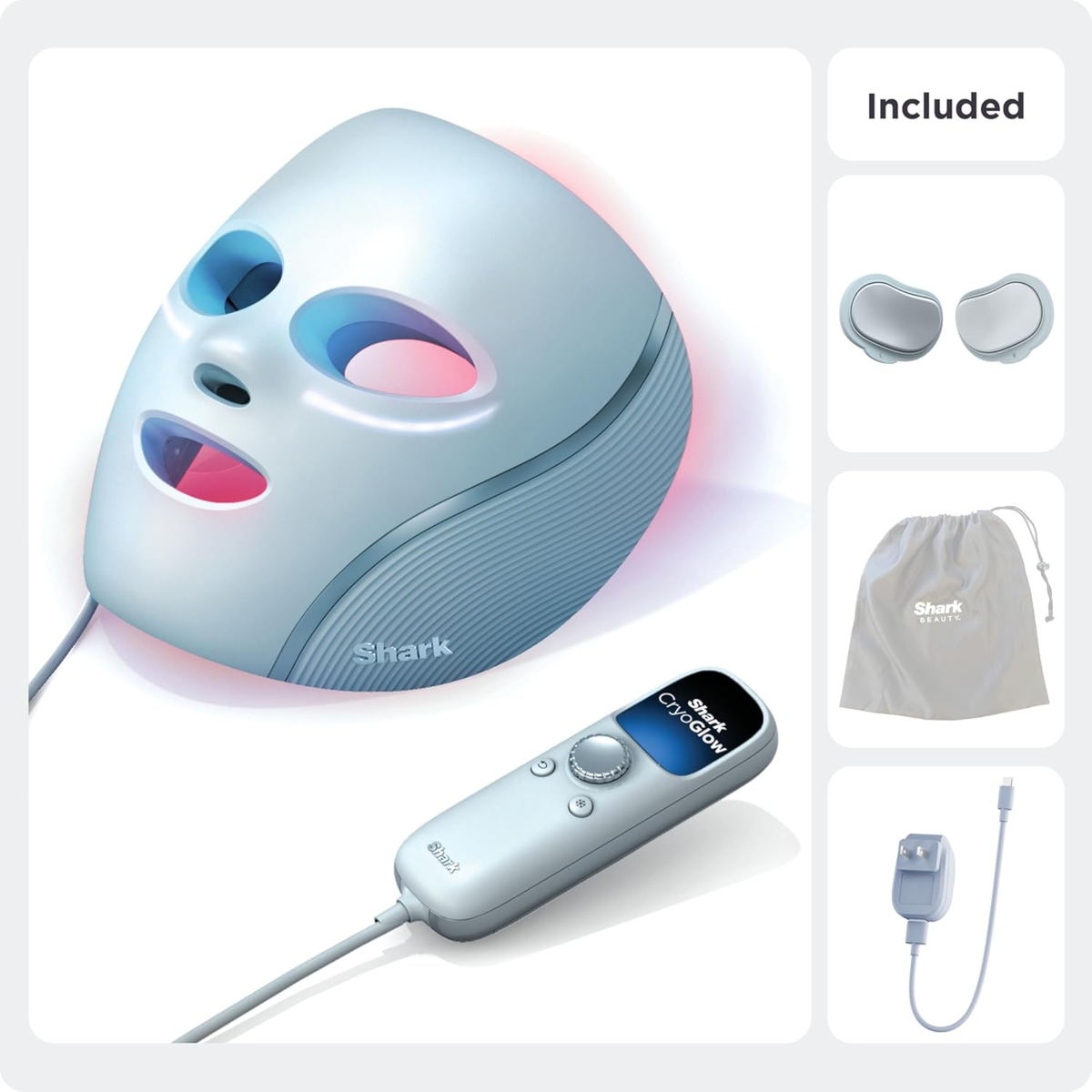 Shark CryoGlow LED Face Mask with Under-Eye Cooling, Anti-Ageing & Repair