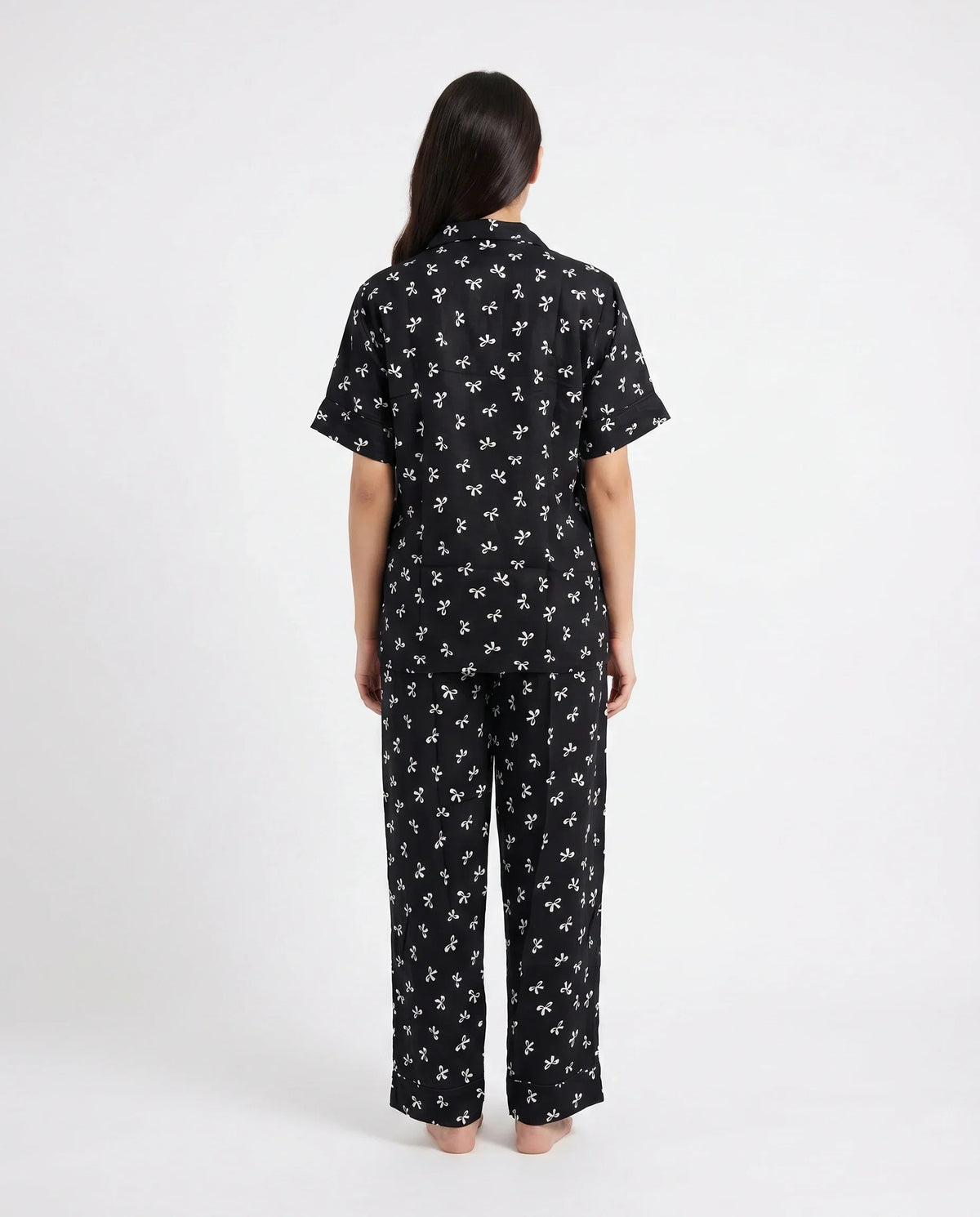 Sajiero Linen Pajama Suit Bowelle Black