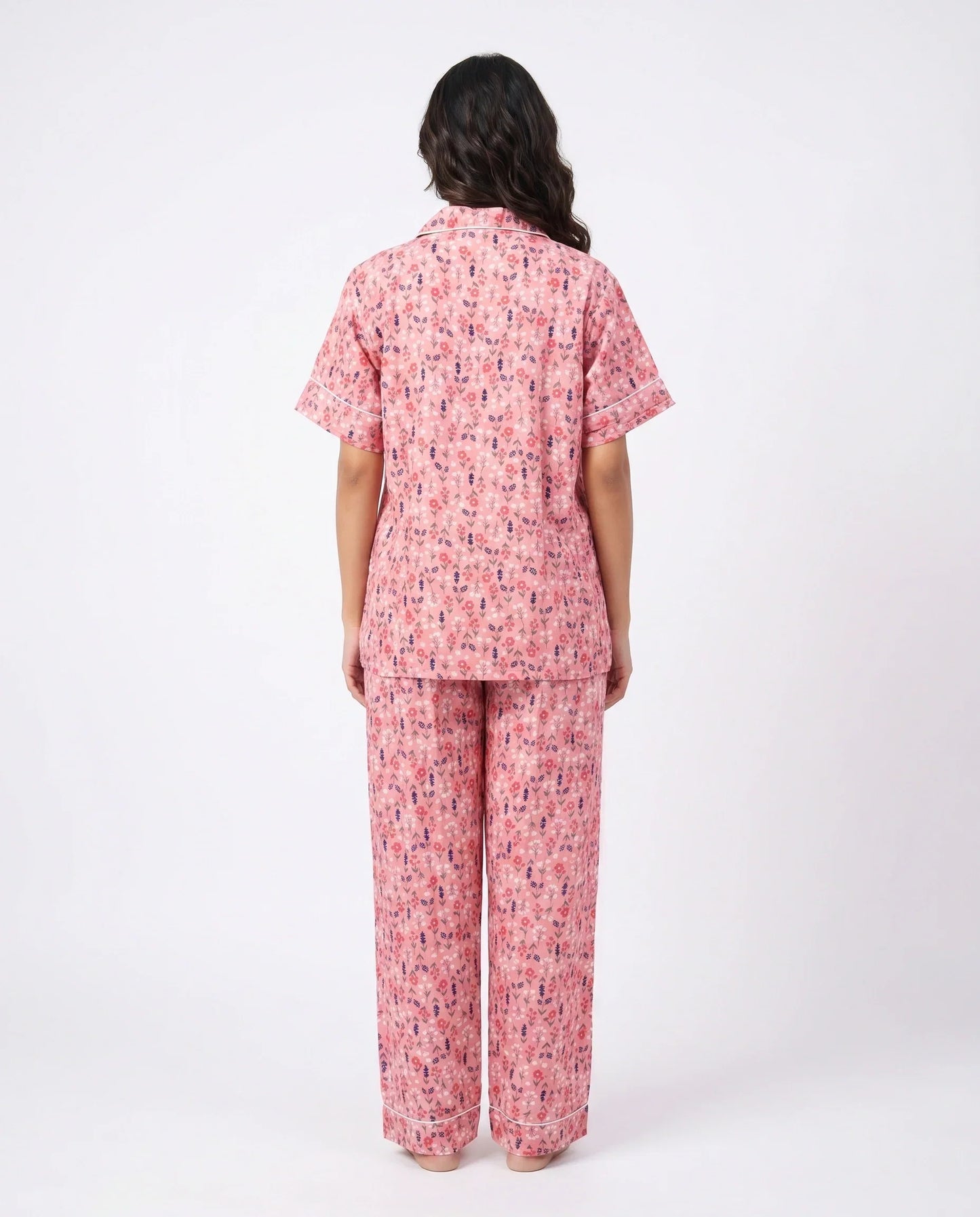 Sajiero Linen Pajama Suit Rosy Meadow