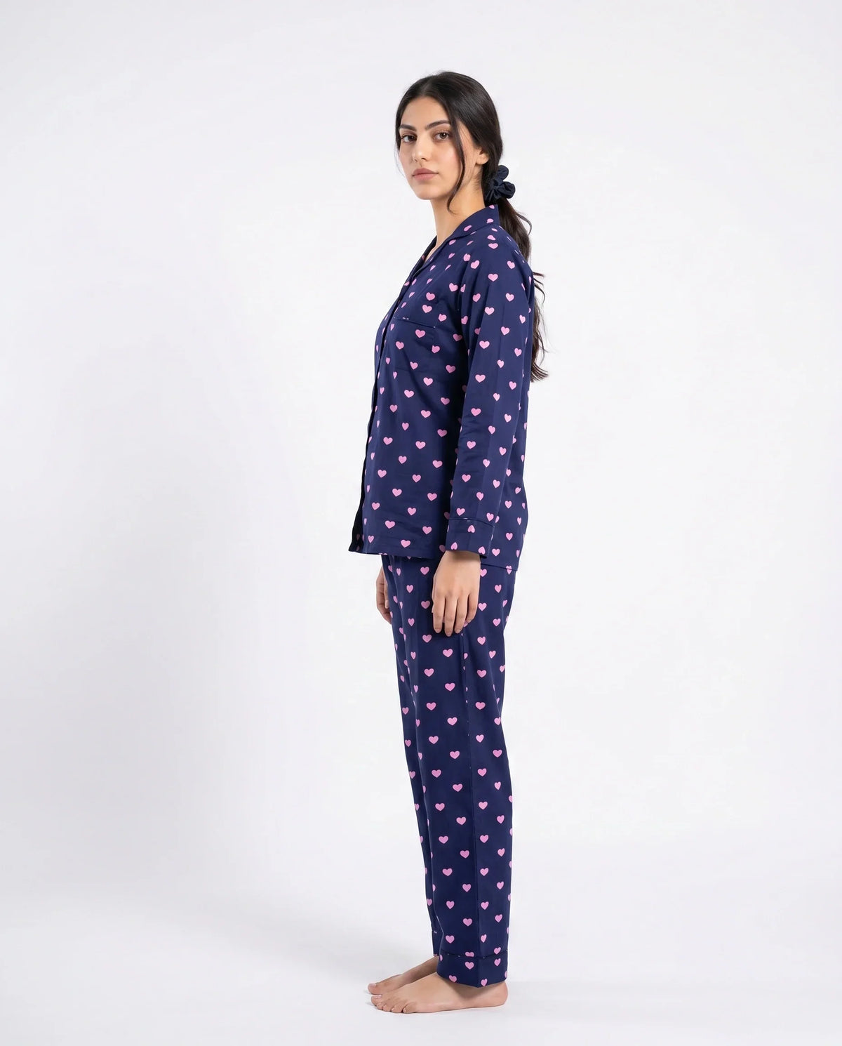 Sajiero Linen Pajama Suit Night Heart