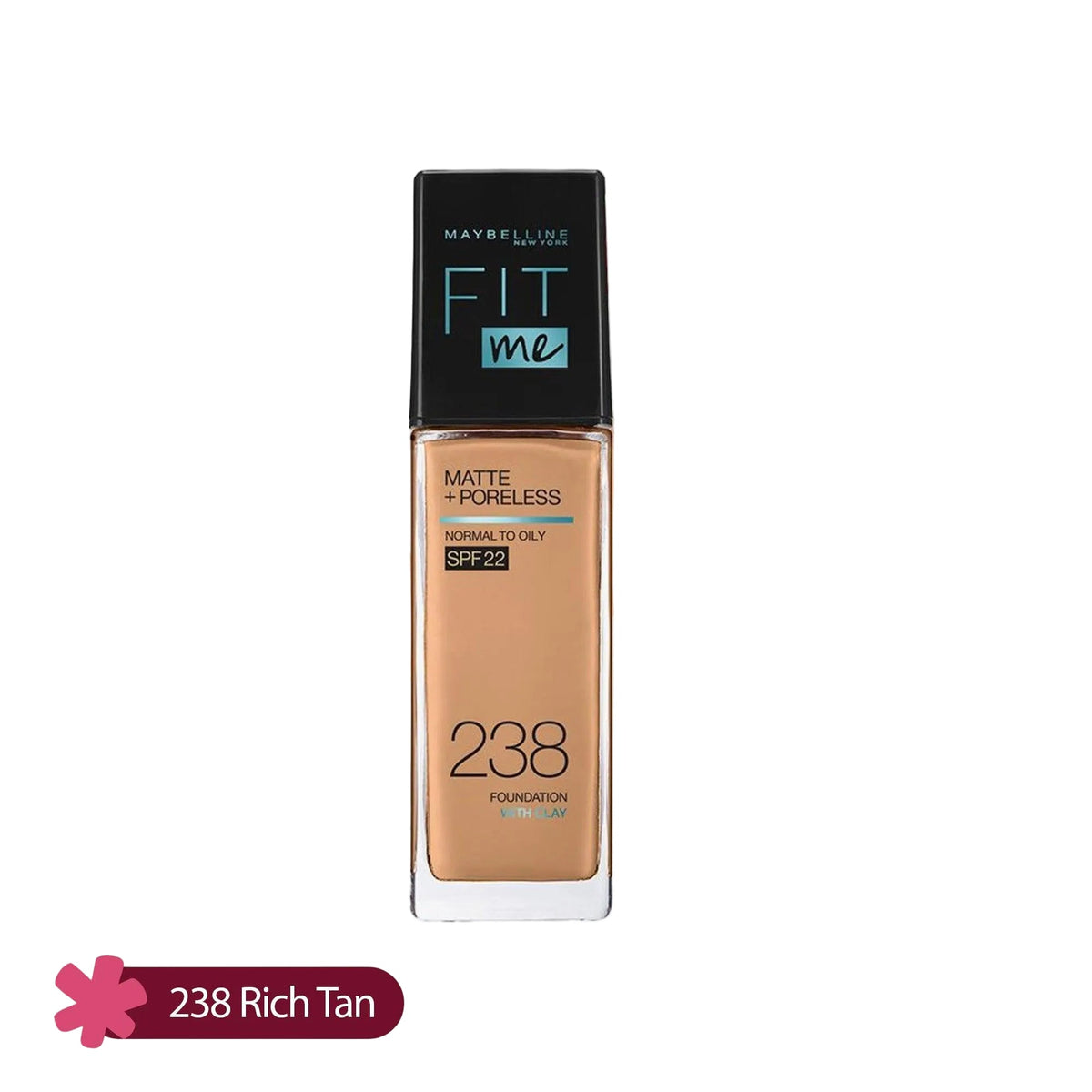 Maybelline Fit Me Matte+Poreless Liquid Foundation With Clay Normal to Oily Skin SPF 22 30ml
