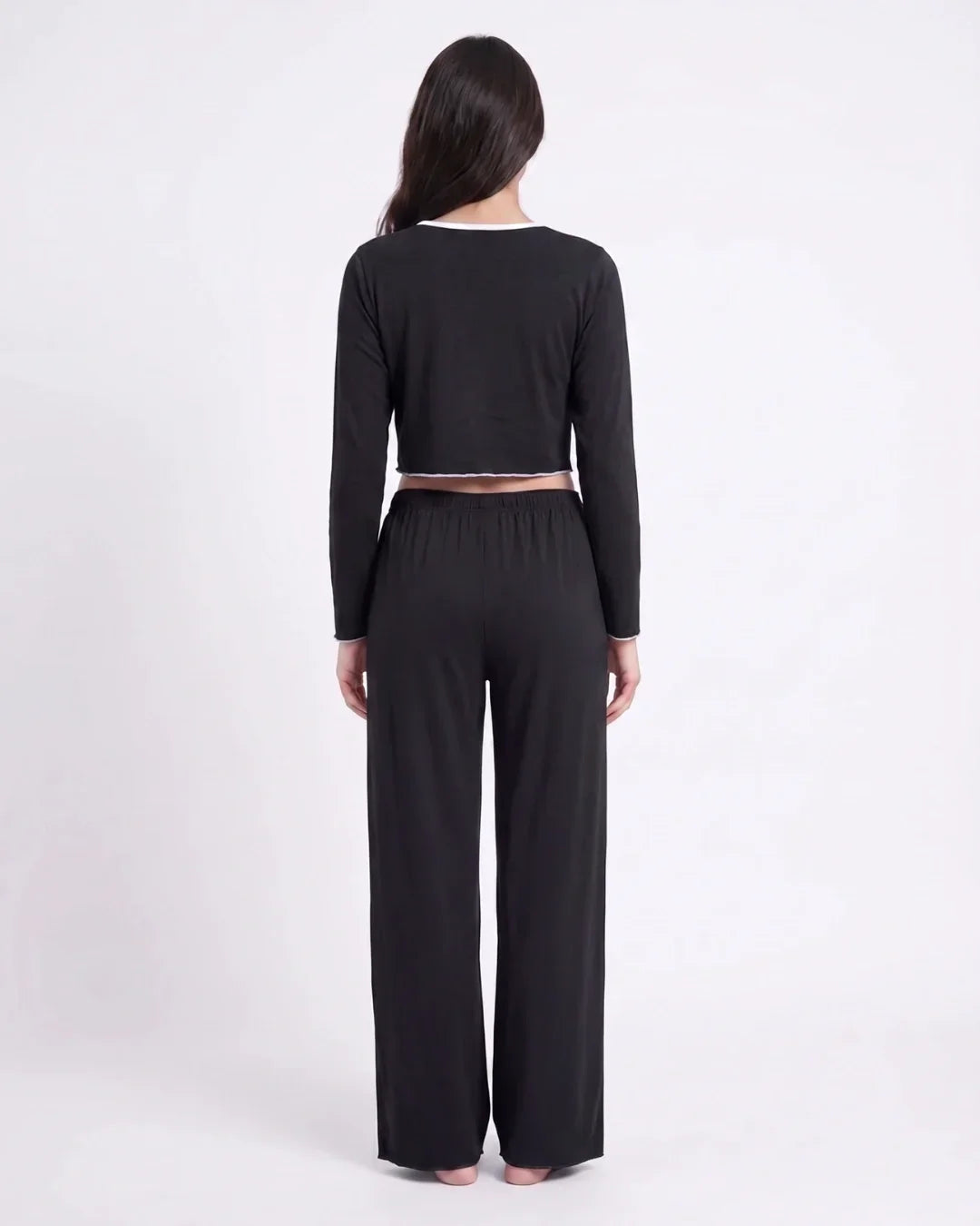 Sajiero Cotton PJ Set Velour Black