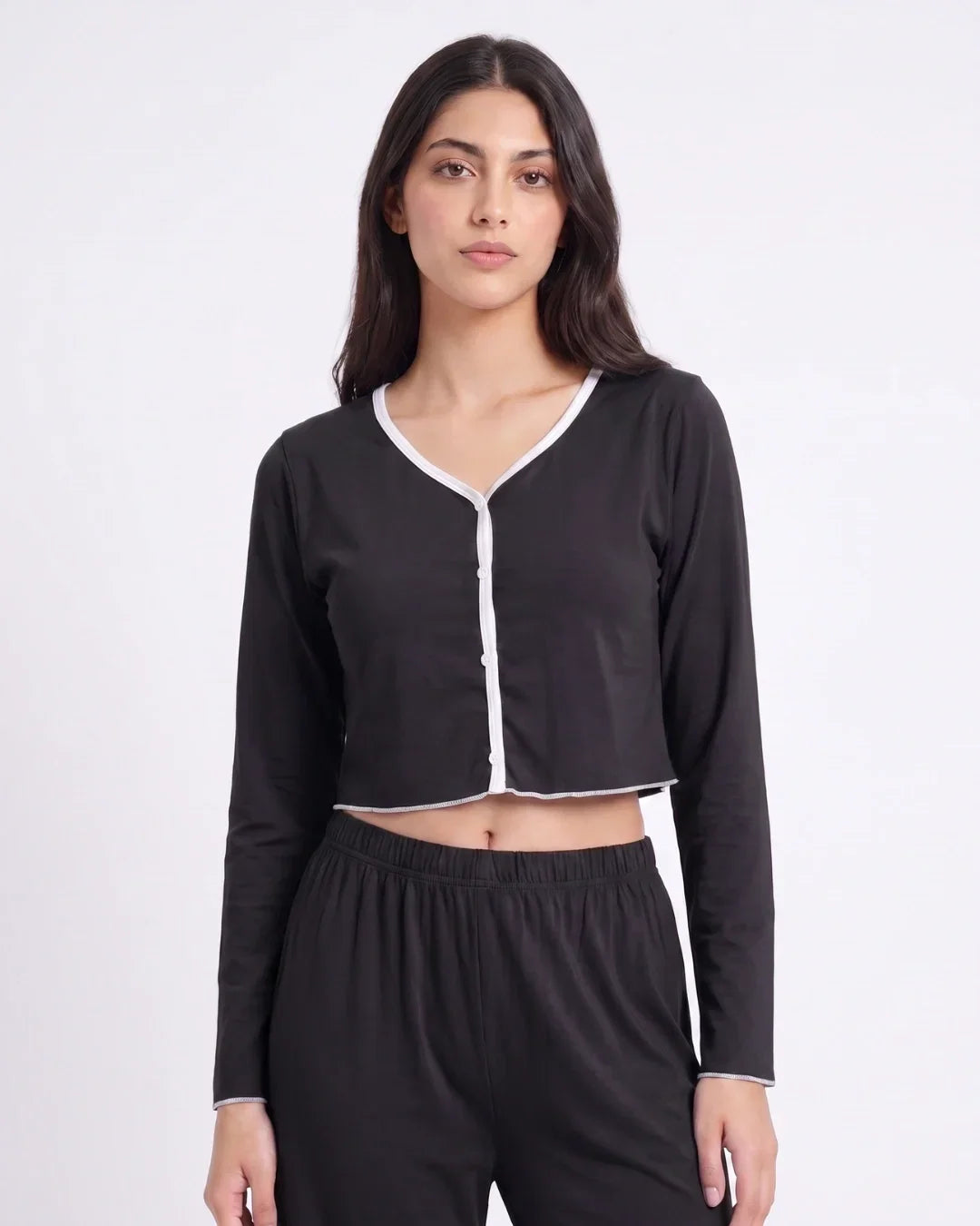 Sajiero Cotton PJ Set Velour Black
