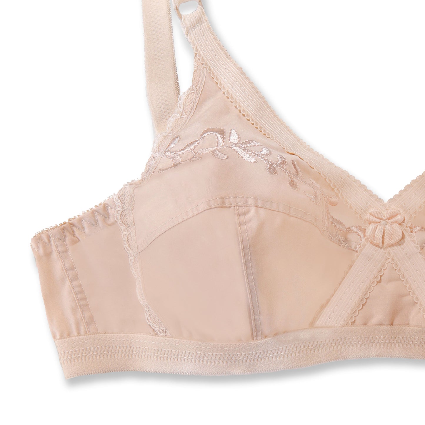 Sajiero Embroidered Weave Non Padded Wireless Bra