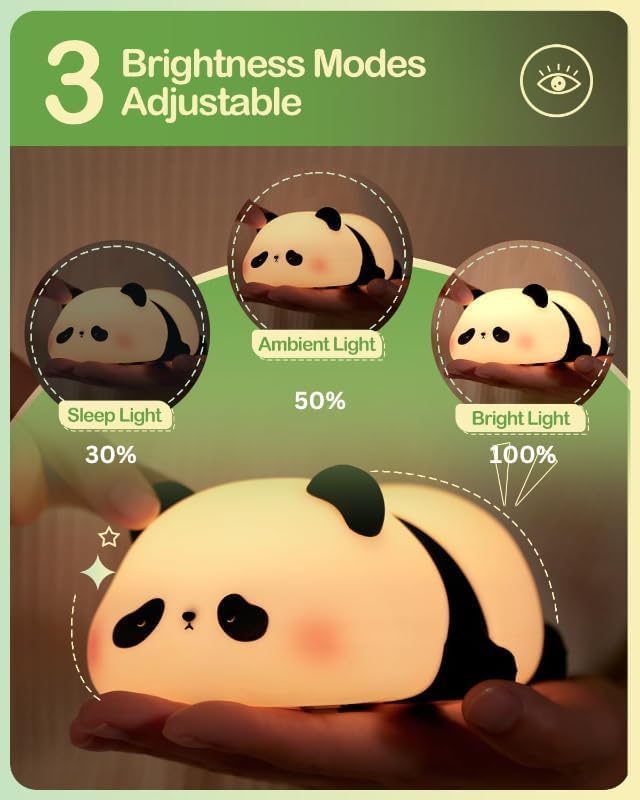 Cute Panda Silicone LED Night Light USB Rechargeable Touch Control