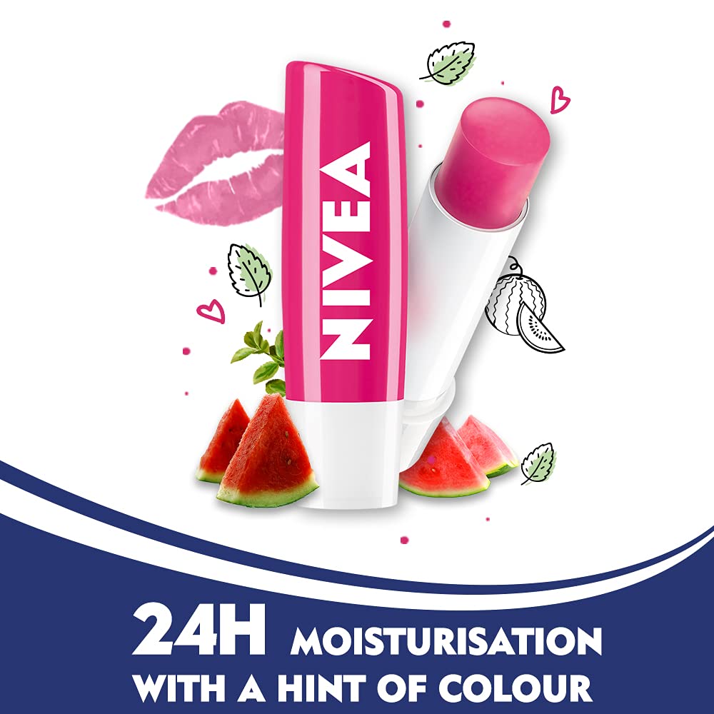 Nivea 24H Moisture Lip Balm Water Melon Shine 4.8gm