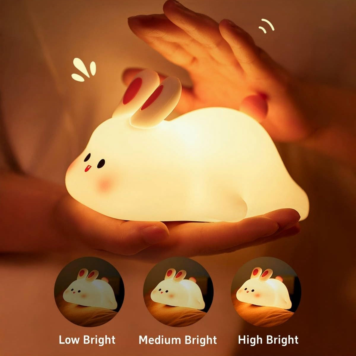 Cute Rabbit Silicone LED Night Light USB Rechargeable Touch Control