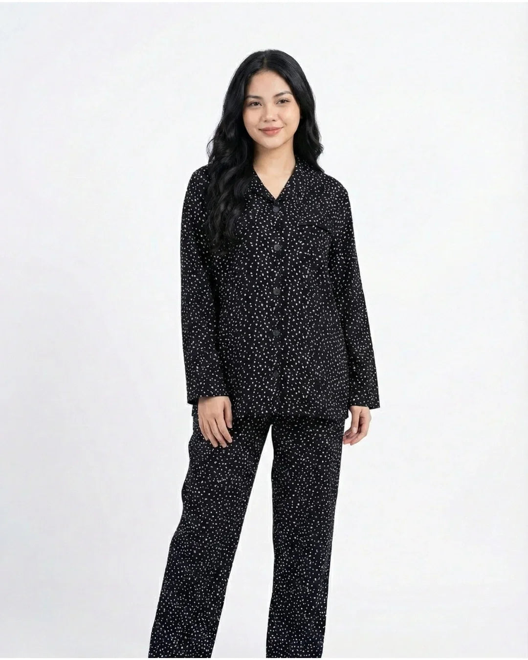 Sajiero Linen Pajama Suit Blushy Heart White