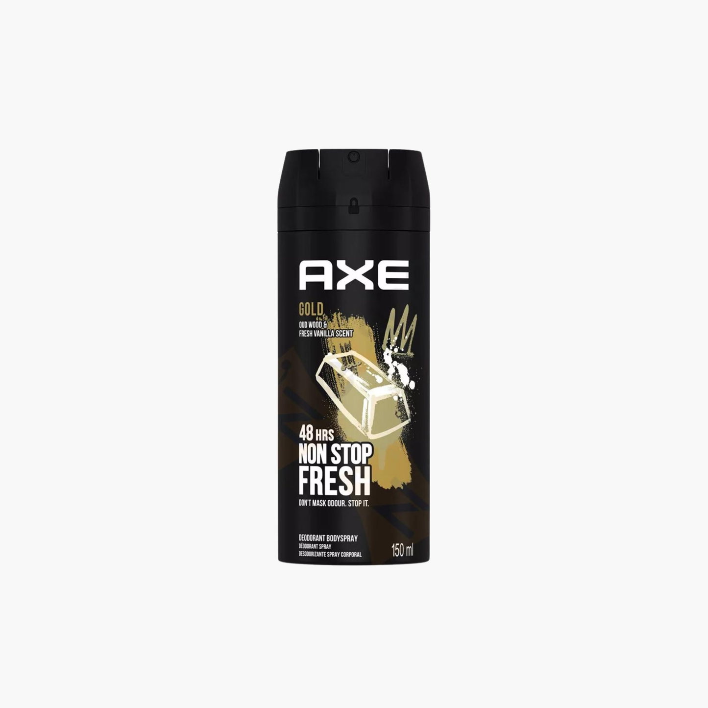 Axe Gold Oud Wood & Fresh Vanilla 48H Non-Stop Fresh Deodorant Body Spray For Men 150ml