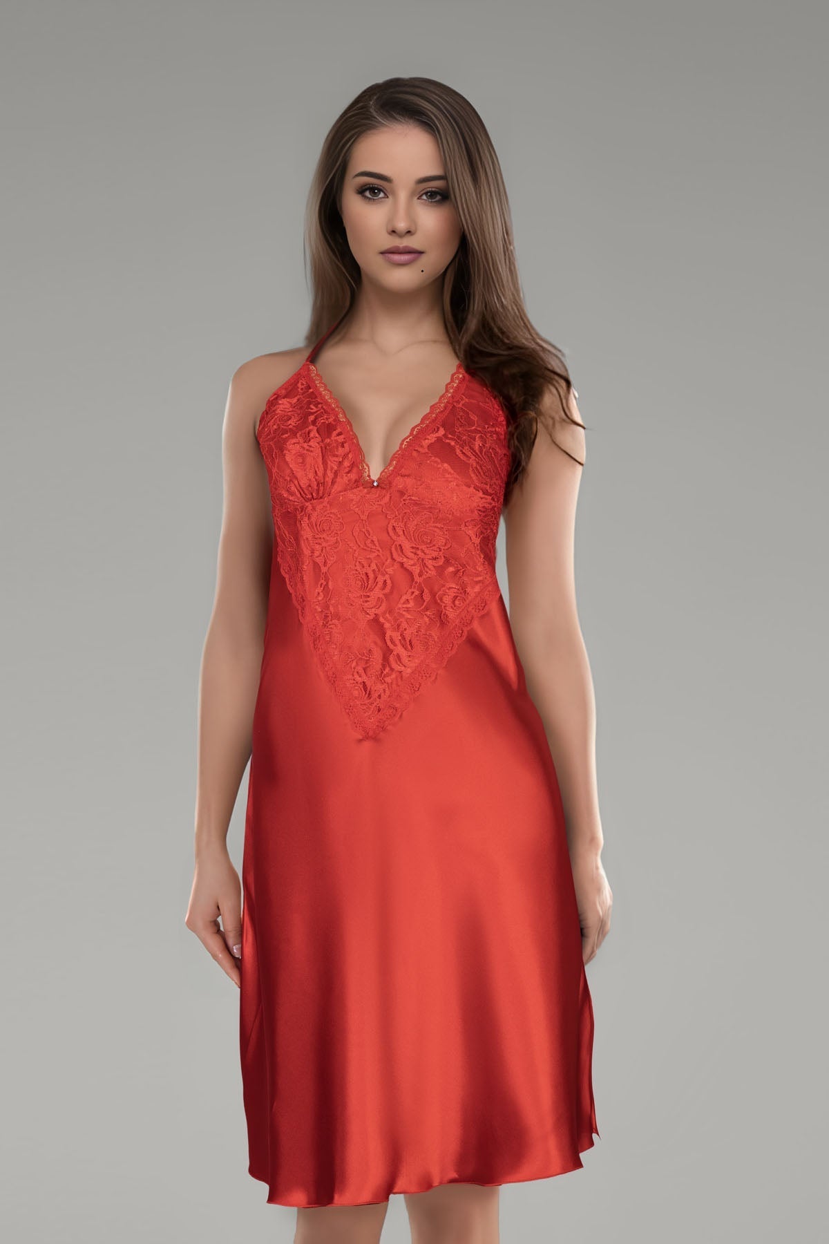 BLS Brielle Silk And Lace Nighty Red
