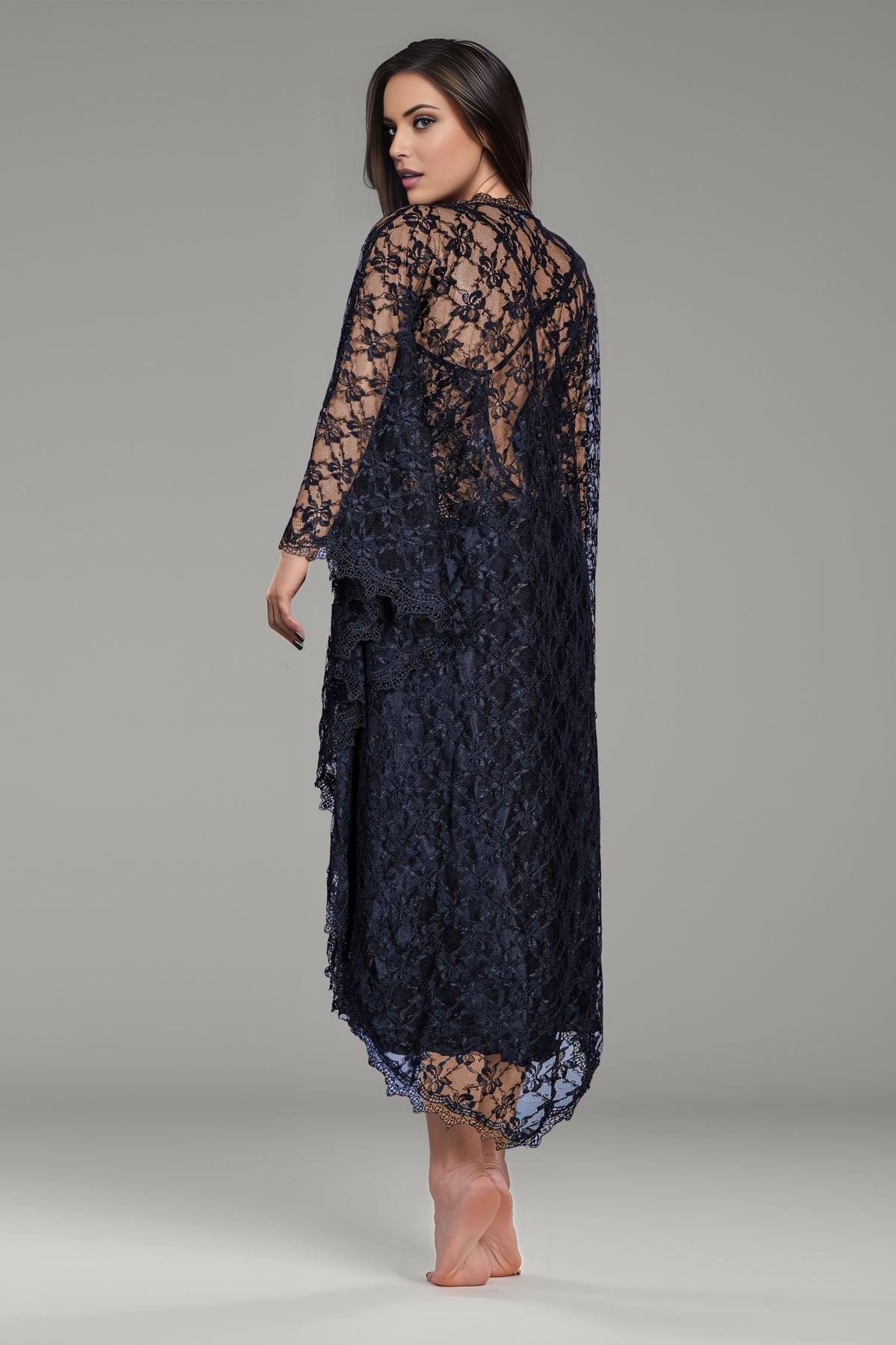 BLS Bella Silk And Lace Nighty Black
