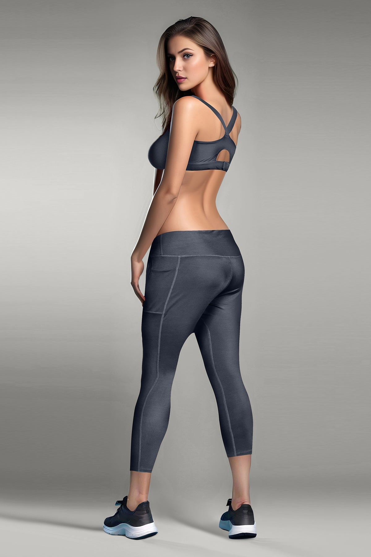 BLS Eleanor Padded Sports Bra And Tights Set Grey