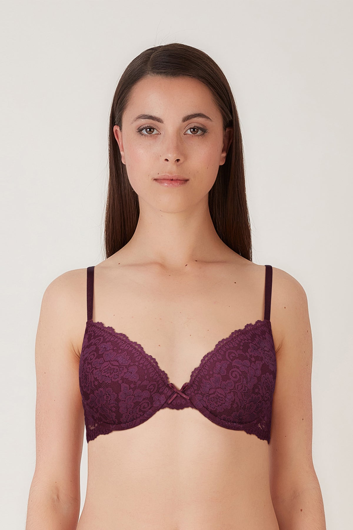 BLS Passion Wired And Pushup Lace Bra Berry