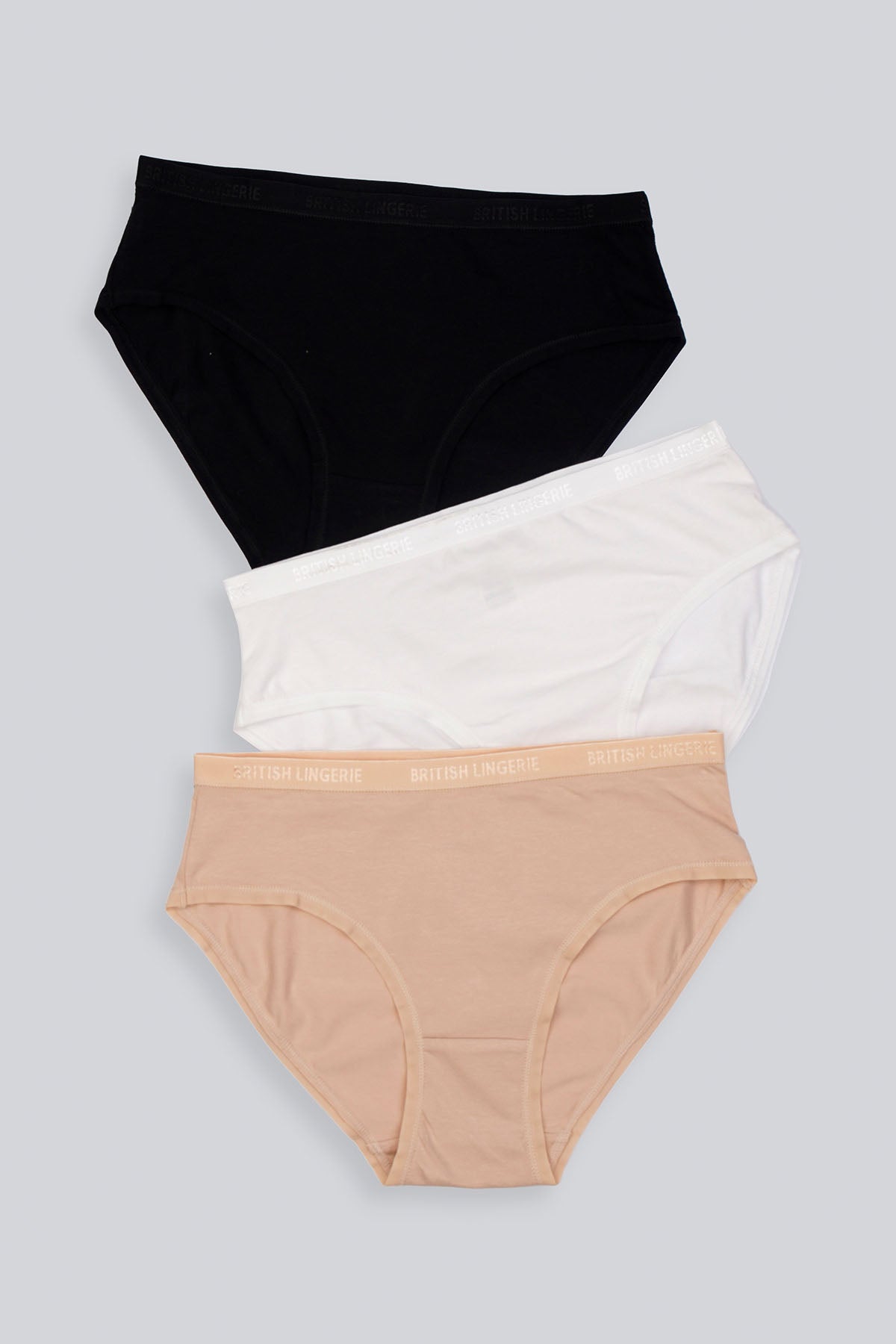 BLS Pamela Cotton Panty Skin, White, & Black Pack Of 3