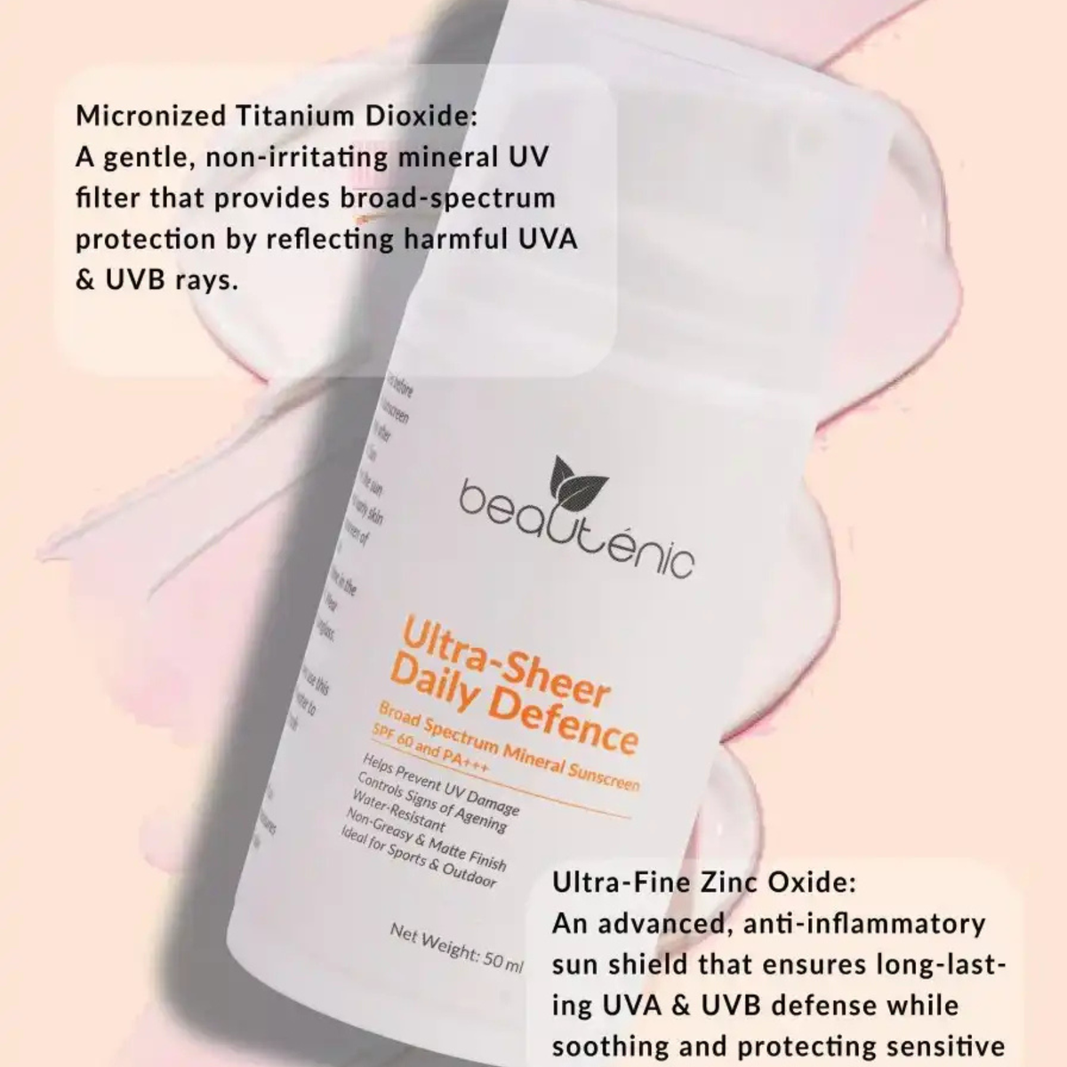 Beautenic Ultra Sheer Daily Defence Mineral Sunscreen SPF60 PA+++