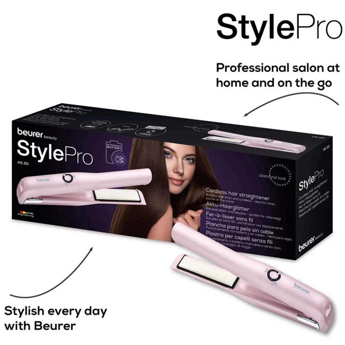 Beurer Style Pro Diamond Look Cordless Hair Straightener HS-20