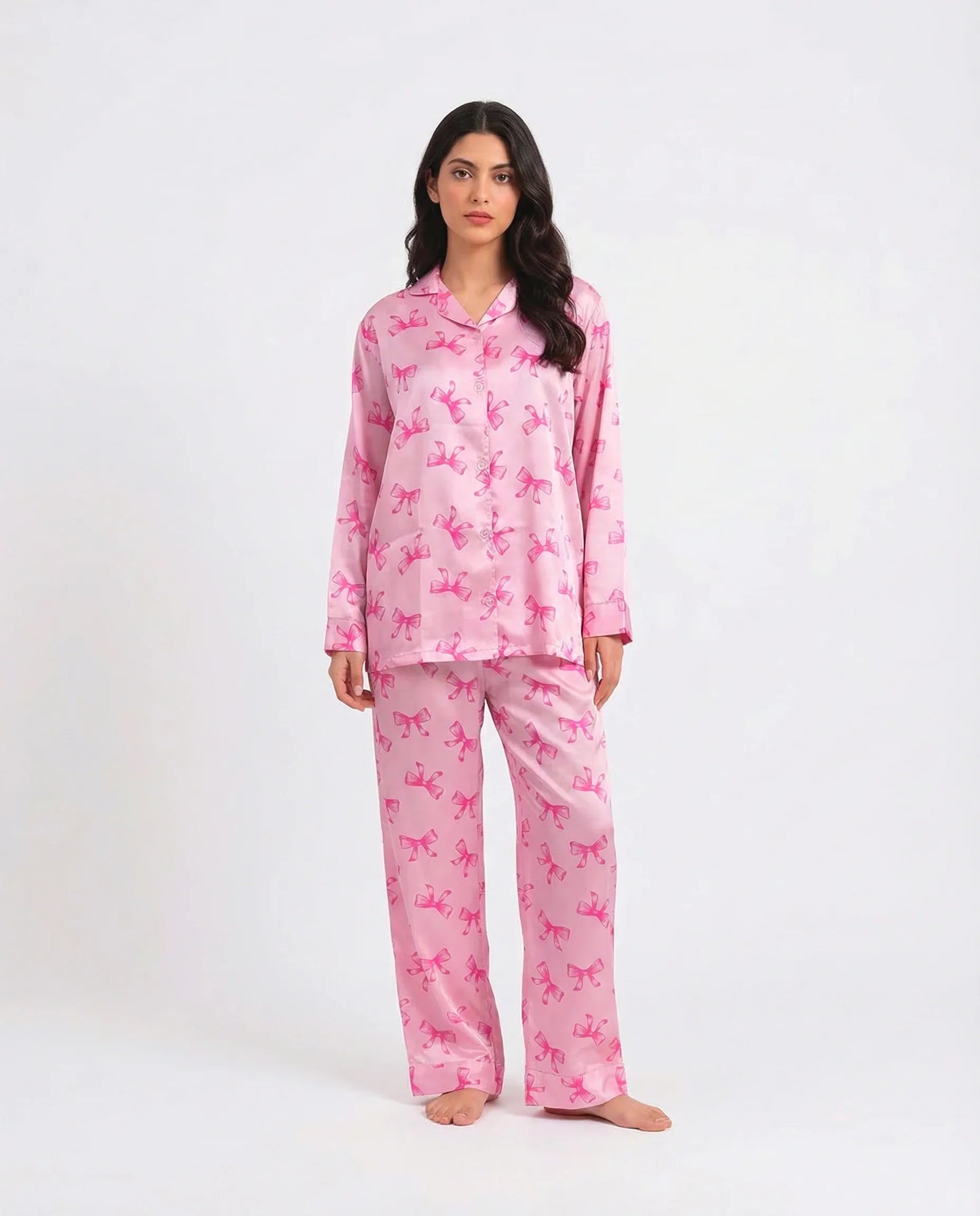 Sajiero Silk PJ Set Blush Coquette