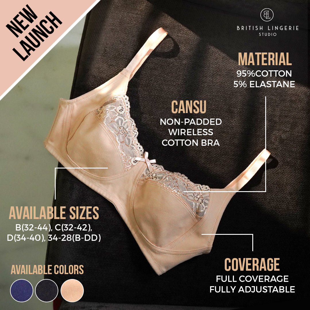BLS Cansu Non Wired And Non Padded Cotton Bra Black