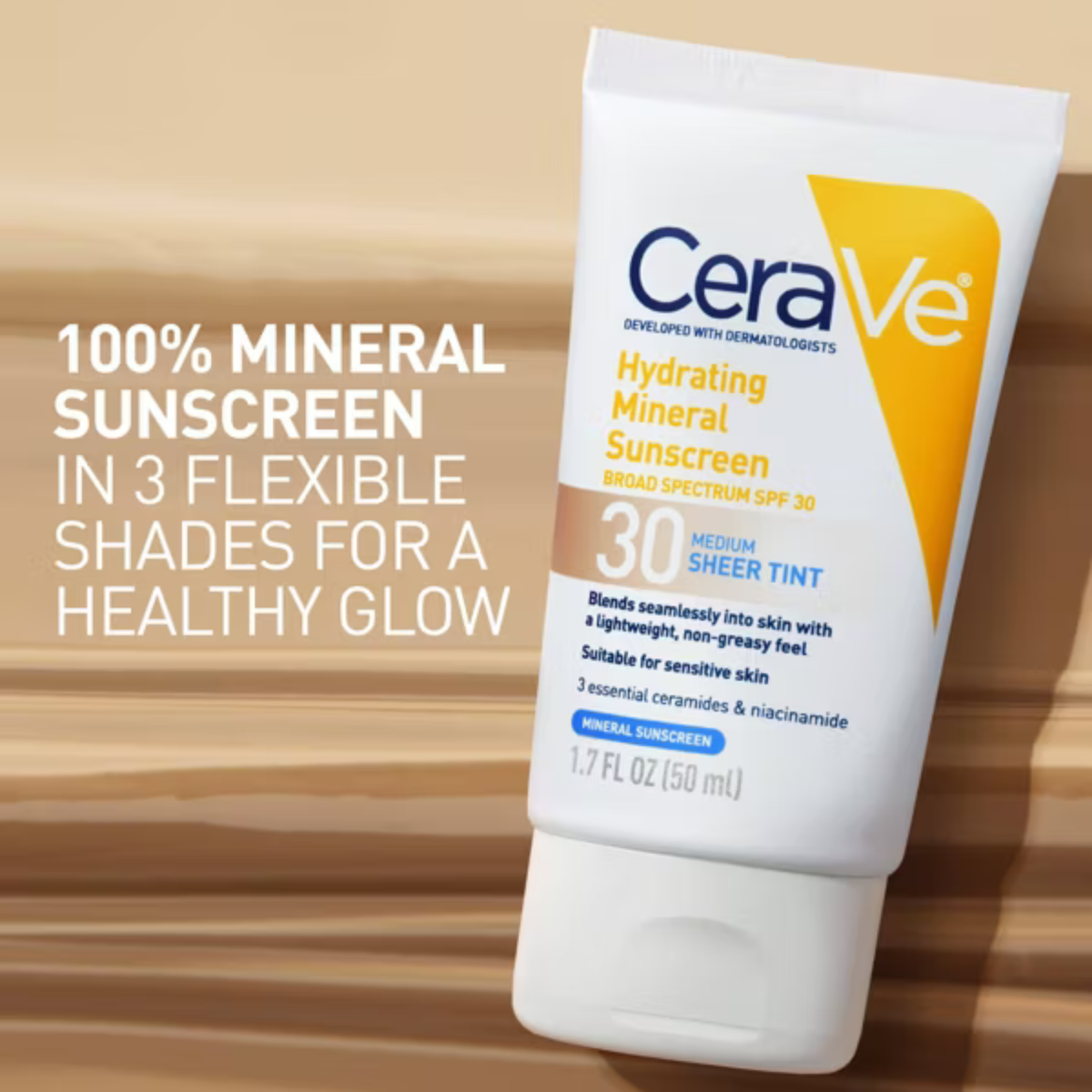 CeraVe Hydrating Mineral Sunscreen SPF30 Face Sheer Tint 50ml