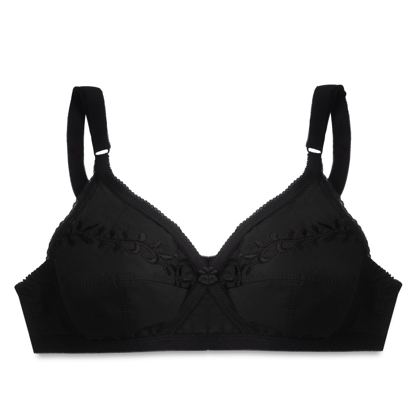 Sajiero Embroidered Weave Non Padded Wireless Bra
