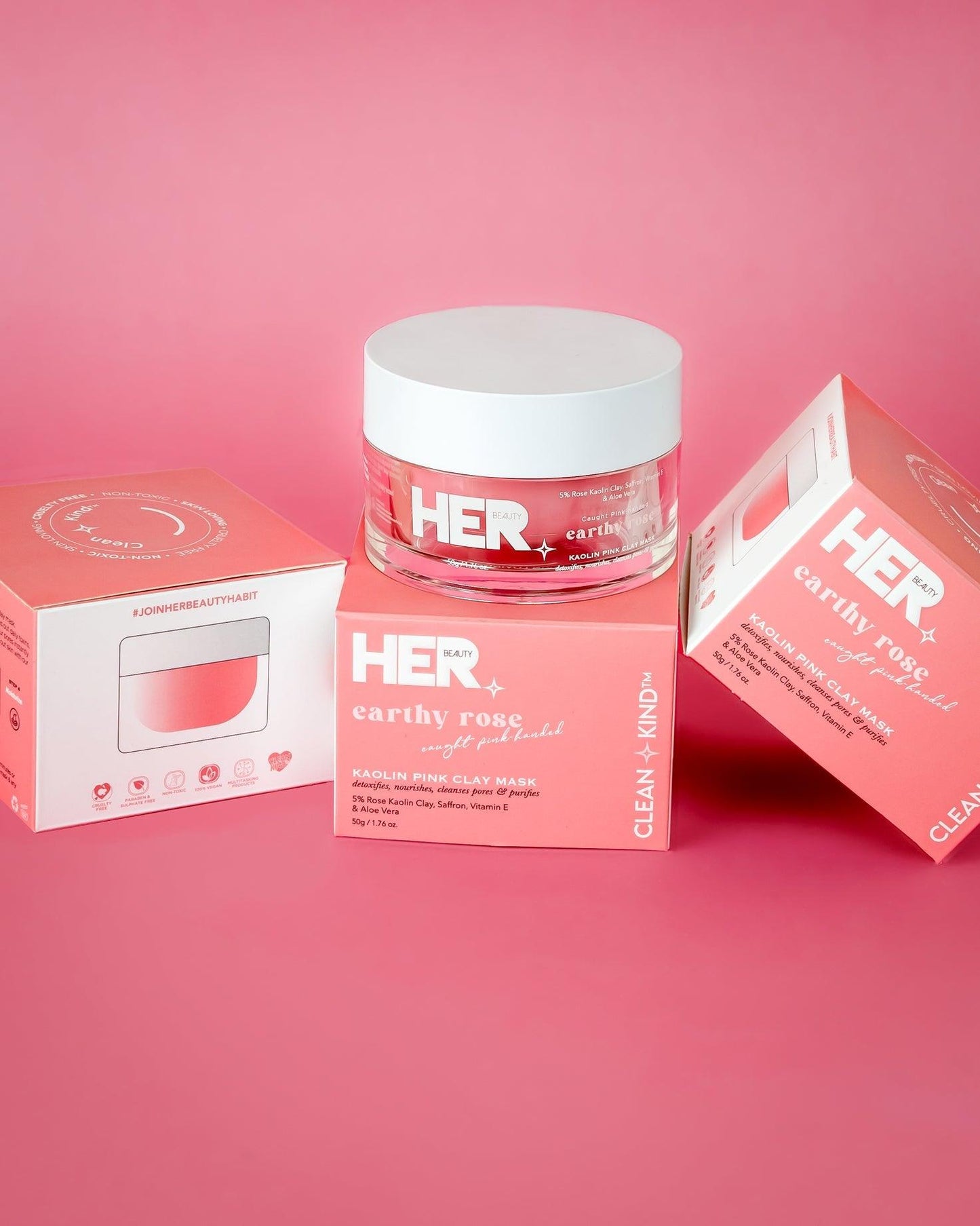 Her Beauty Earthy Rose Kaolin Pink Clay Mask 50gm