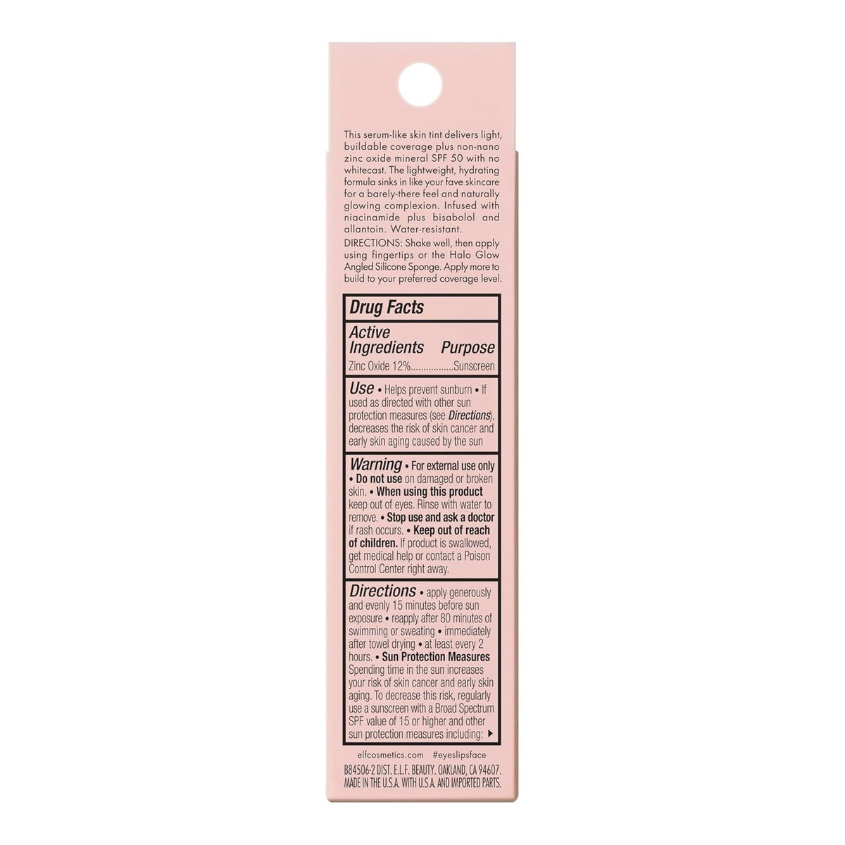 ELF Halo Glow Skin Tint Light Coverage Dewy Finish Foundation Mineral SPF 50 30ml