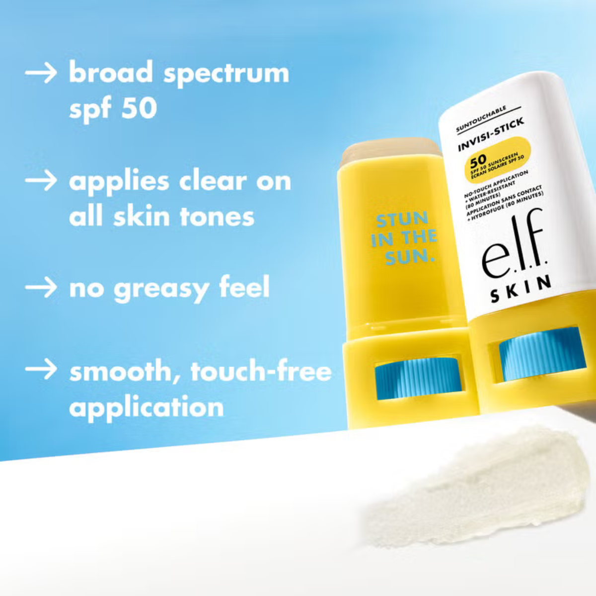 ELF Suntouchable Invisi-Stick SPF50 Water-Resistant Sunscreen 18gm