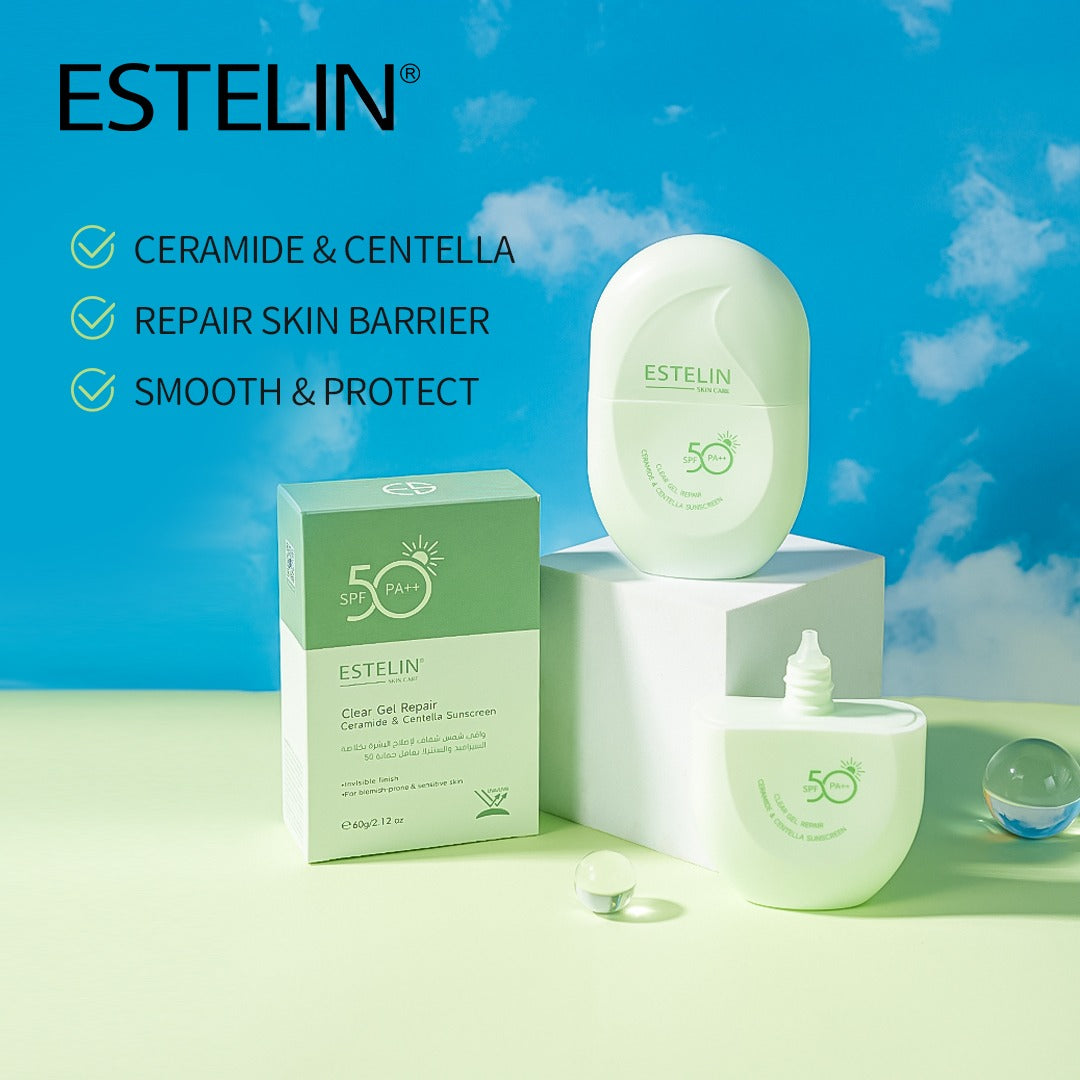Estelin Clear Gel Repair Ceramide & Centella Sunscreen SPF50 PA++ 60gm