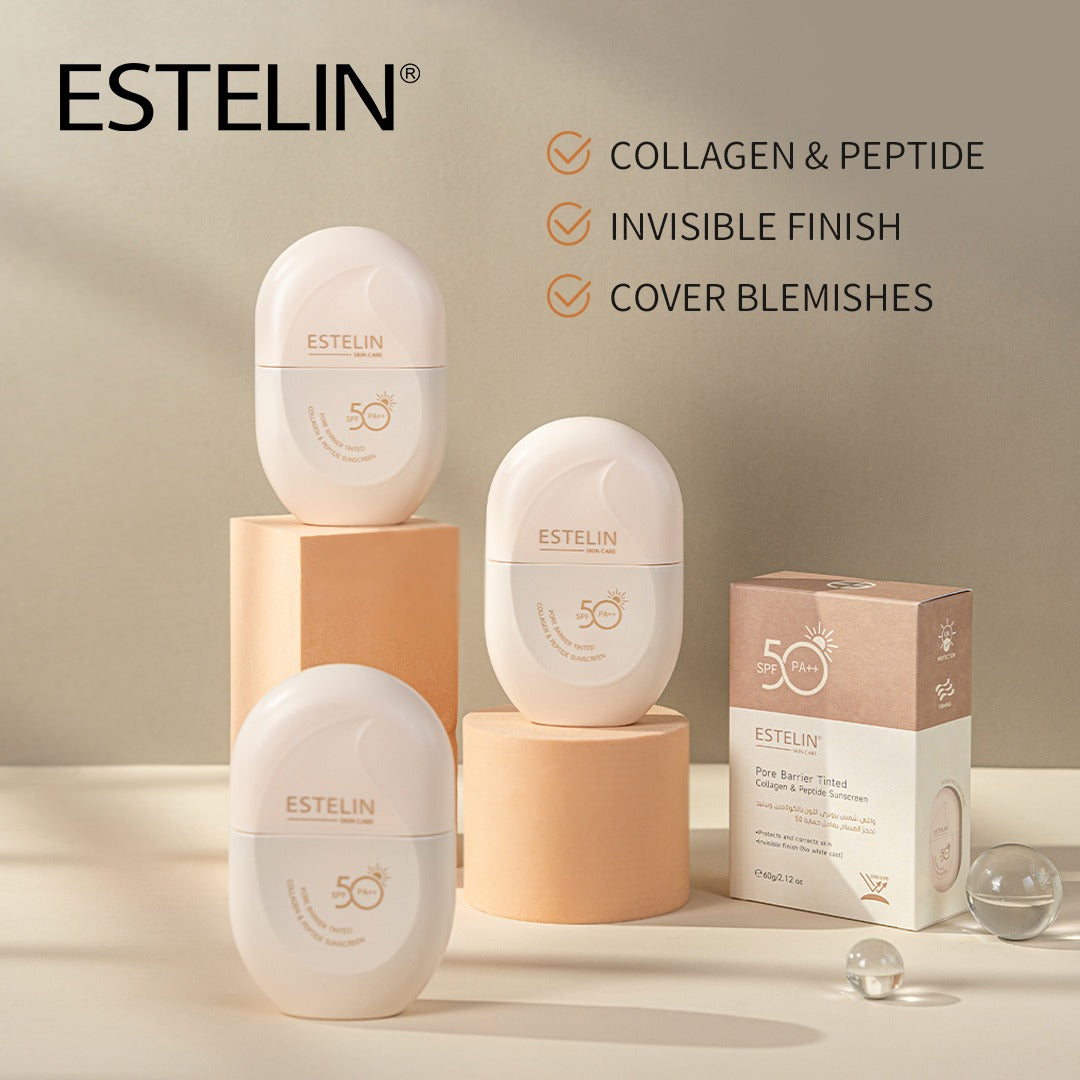 Estelin Pore Barrier Tinted Collagen & Peptide Sunscreen SPF50 PA++ 60gm