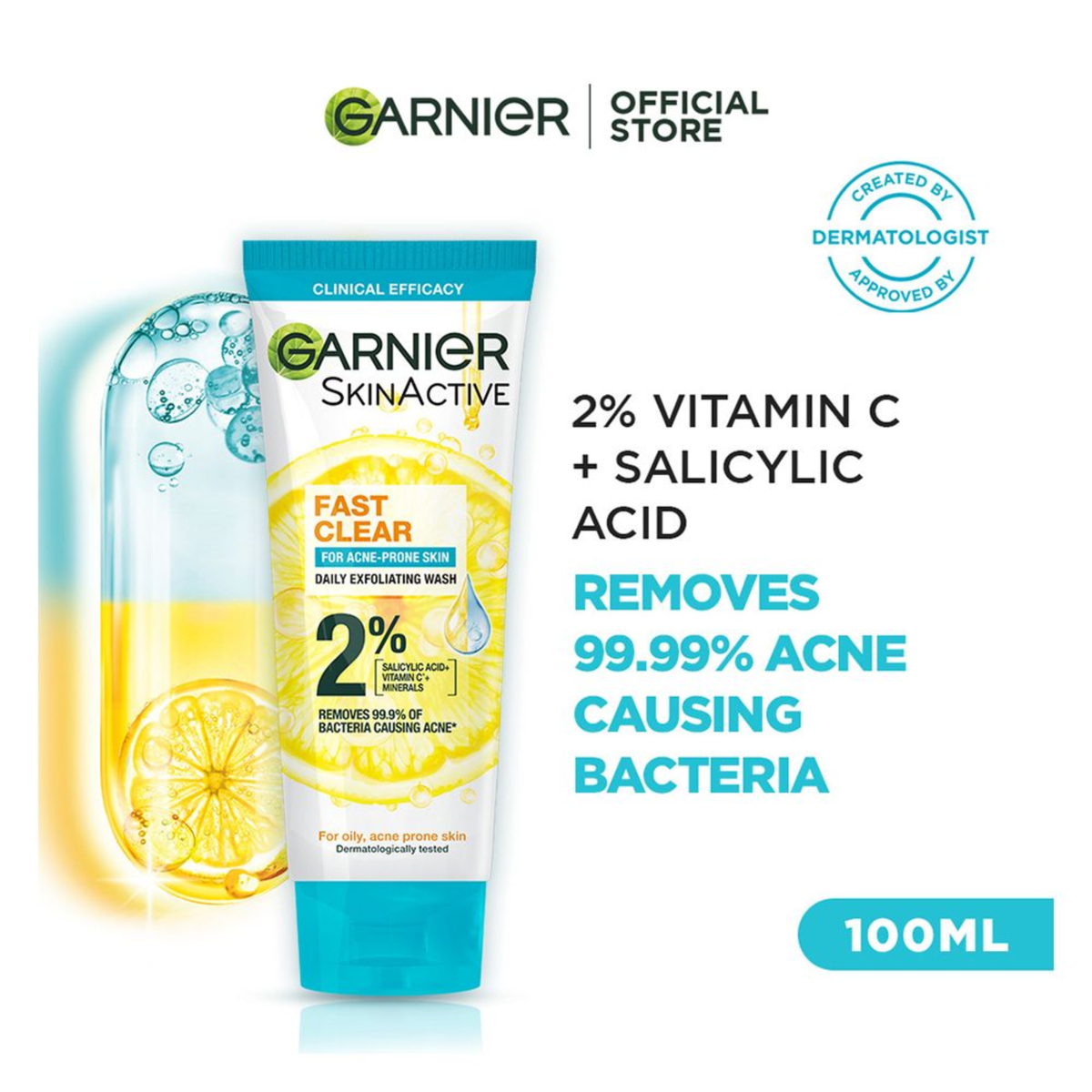Garnier Skin Active Fast Clear For Acne-Prone Skin Face Wash
