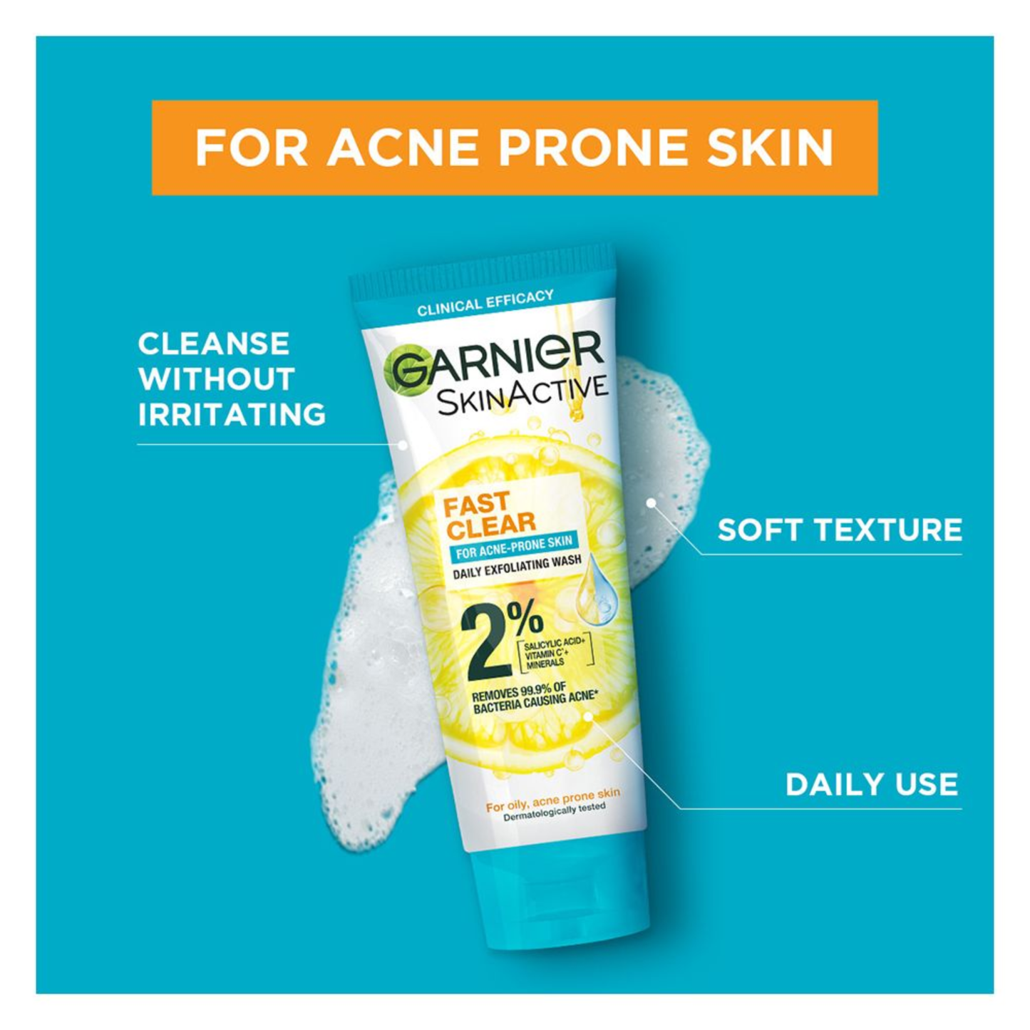Garnier Skin Active Fast Clear For Acne-Prone Skin Face Wash