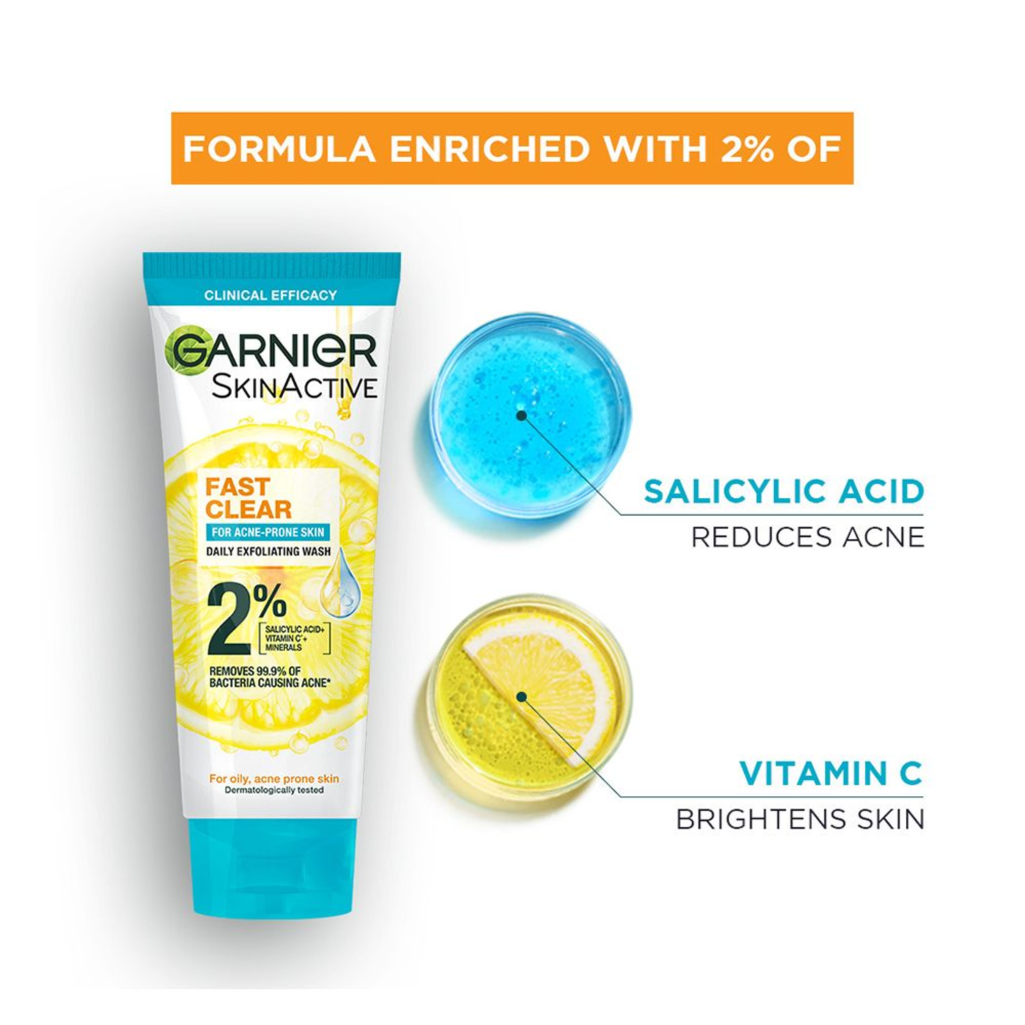 Garnier Skin Active Fast Clear For Acne-Prone Skin Face Wash