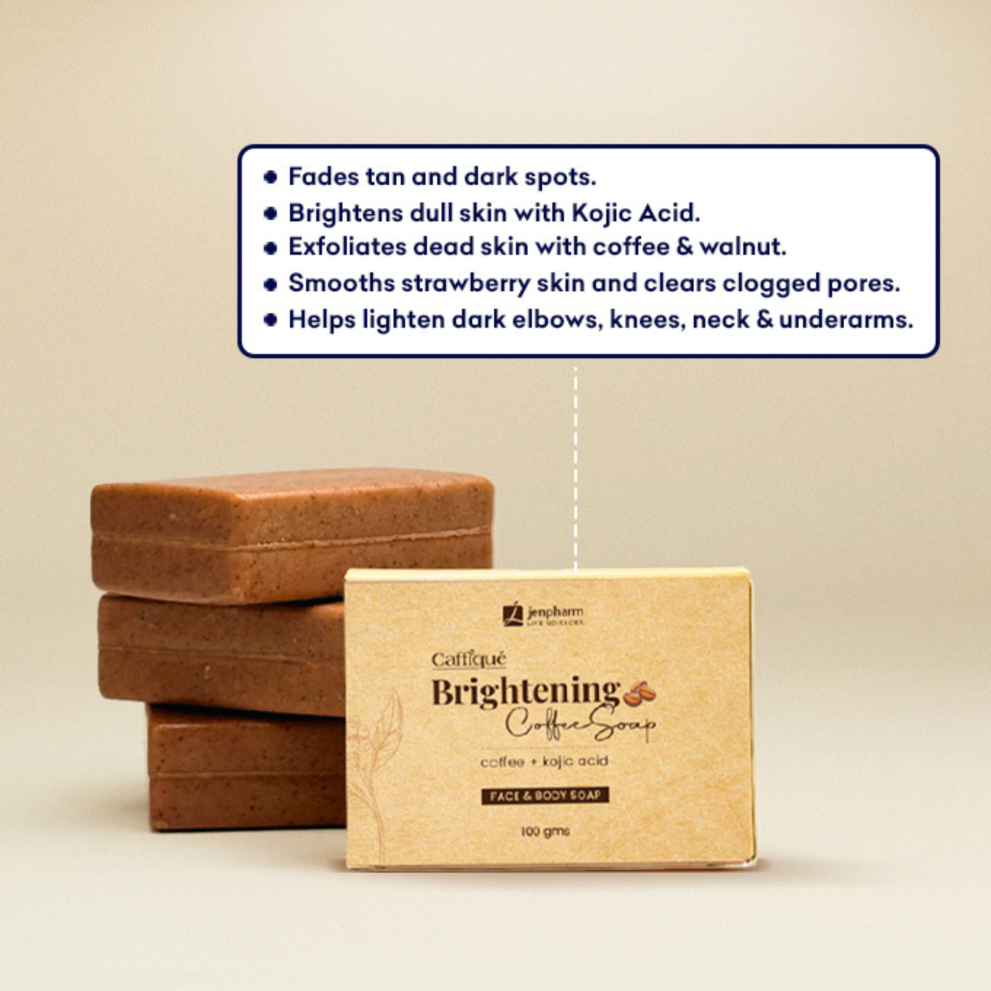 Jenpharm Brightening Coffee Face & Body Soap 100gm