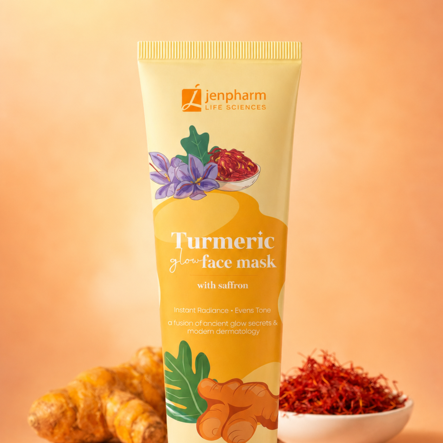 Jenpharm Turmeric Glow Face Mask With Saffron For All Skin Types 40gm