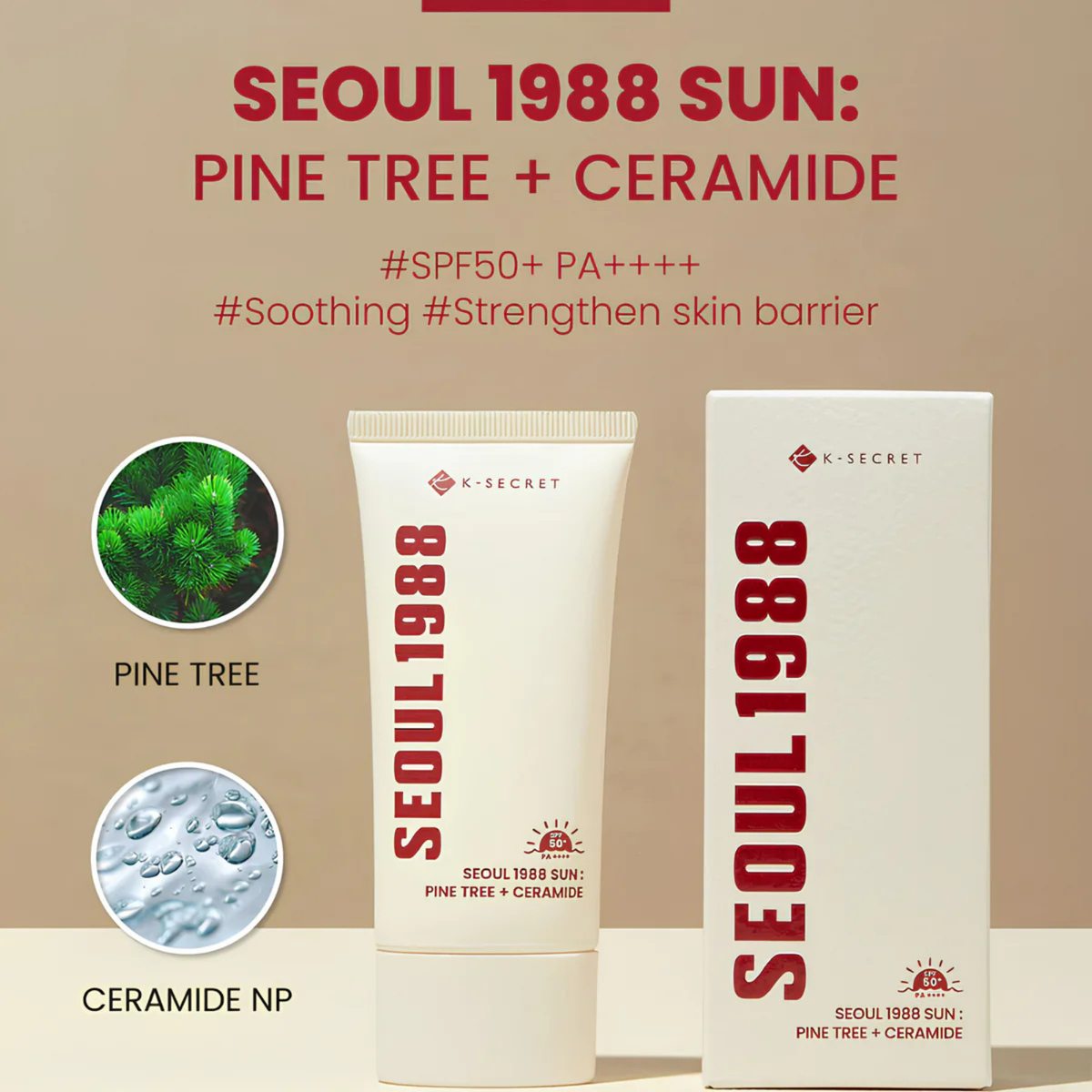 K-Secret Seoul 1988 Sun Pine Tree + Ceramide SPF 50 PA++++