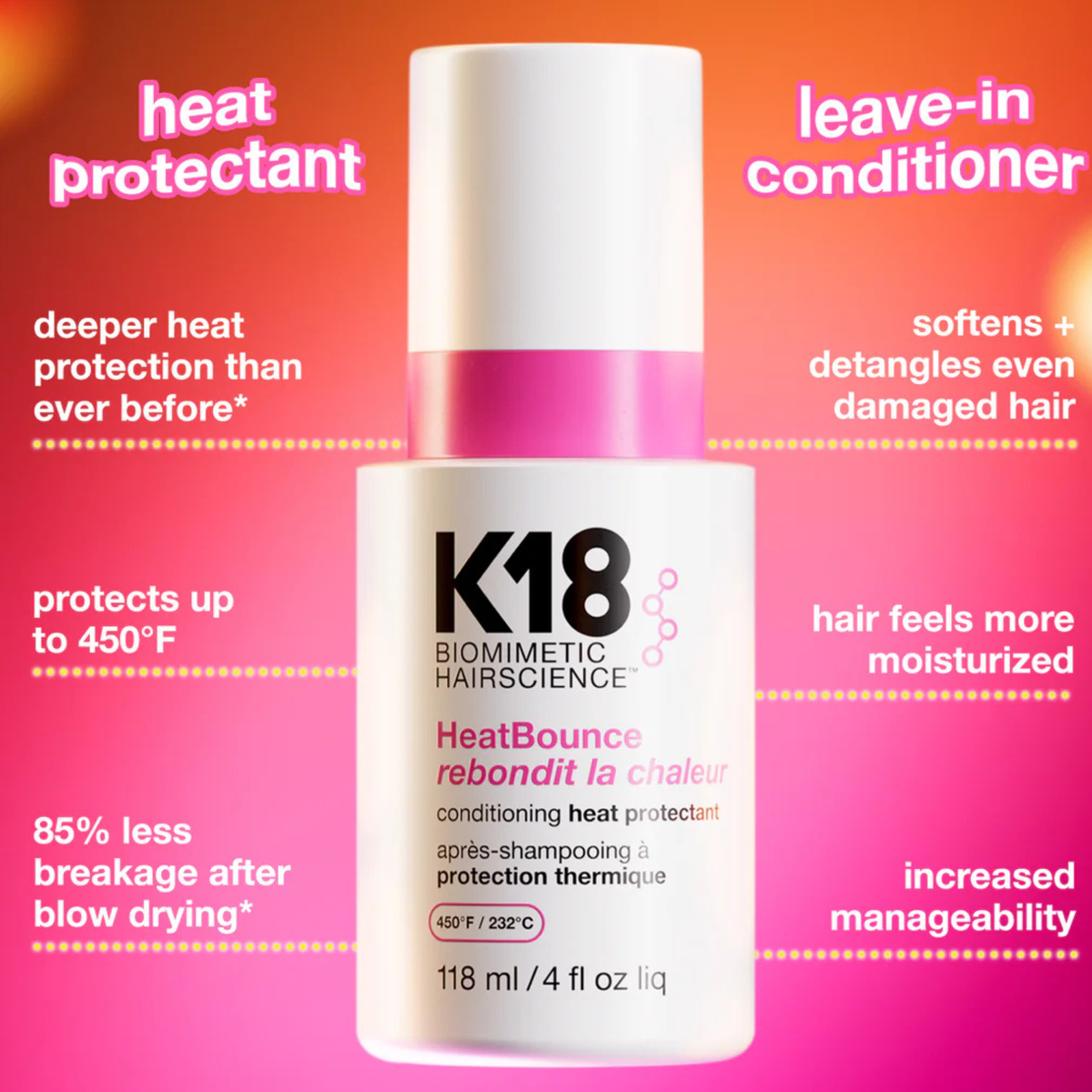 K18 Heatbounce Conditioning Heat Protectant Spray