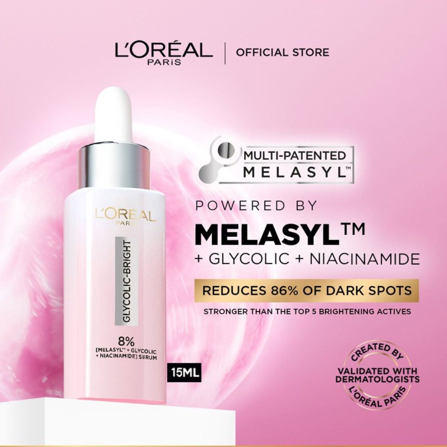 L'Oreal Paris Glycolic Bright 8% Melasyl + Niacinamide Anti Dark Spot Serum