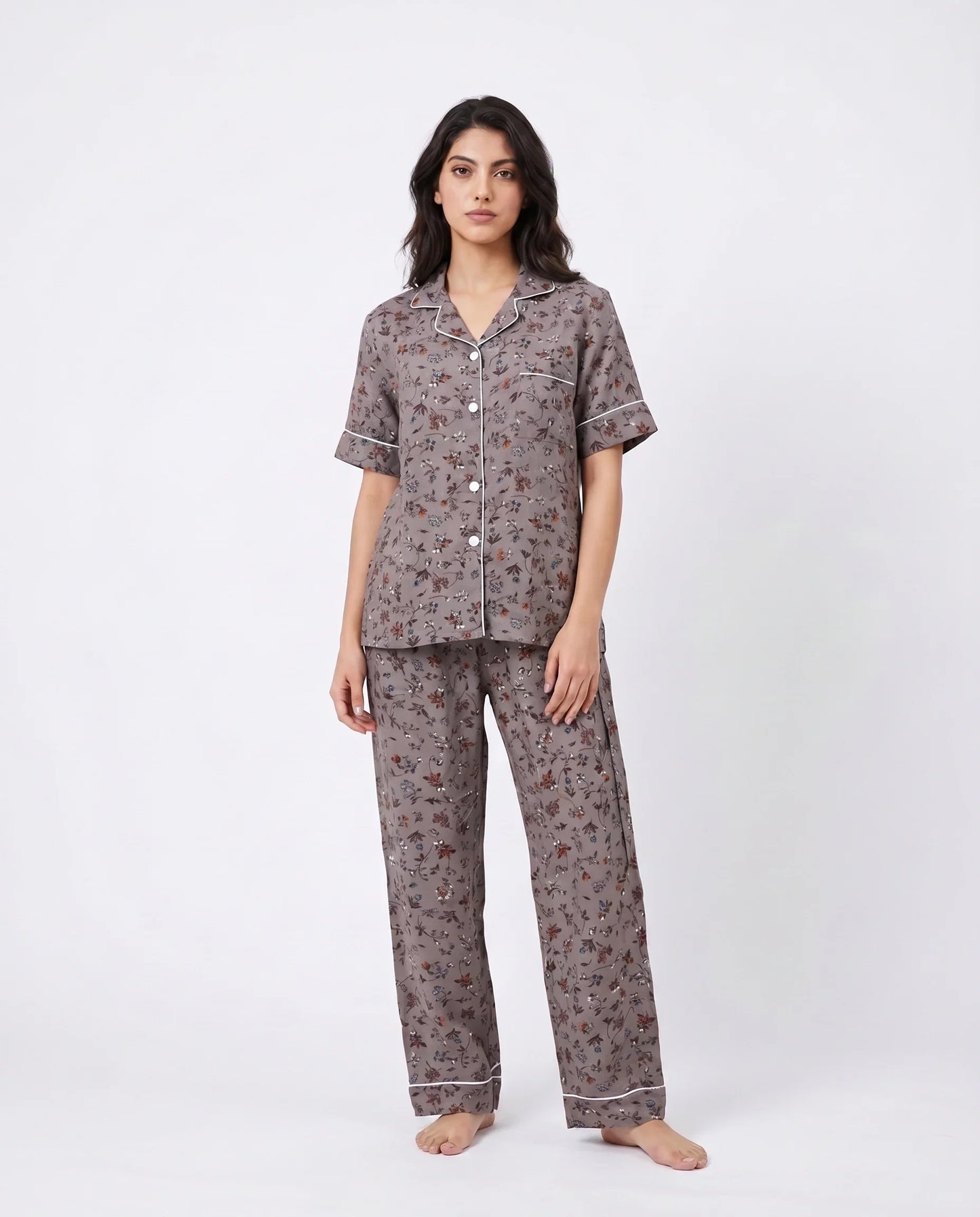 Sajiero Linen Pajama Suit Florique