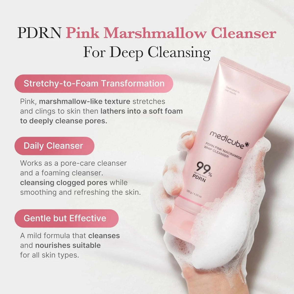 Medicube 99% PDRN Pink Niacinamide Whip Foam Cleanser