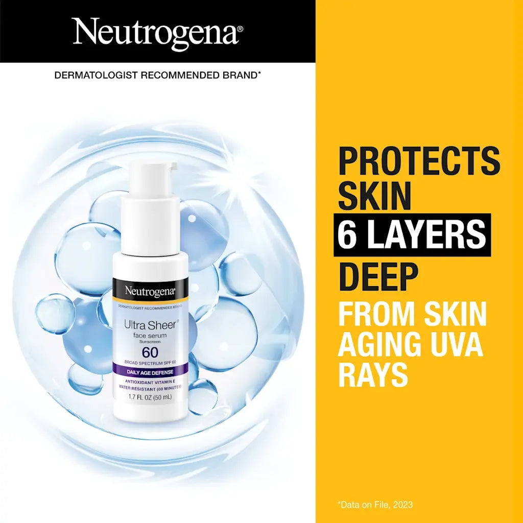 Neutrogena Ultra Sheer Face Serum Sunscreen SPF 60 with Vitamin E