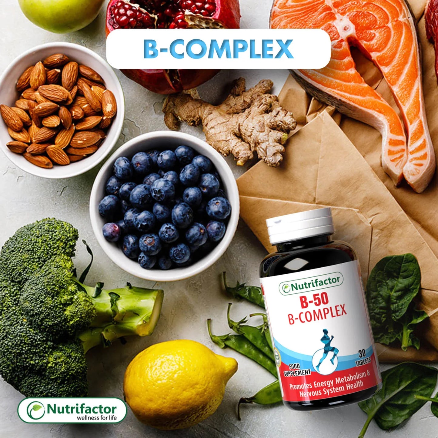 Nutrifactor B-50 B-Complex Supplements 30 Tablets