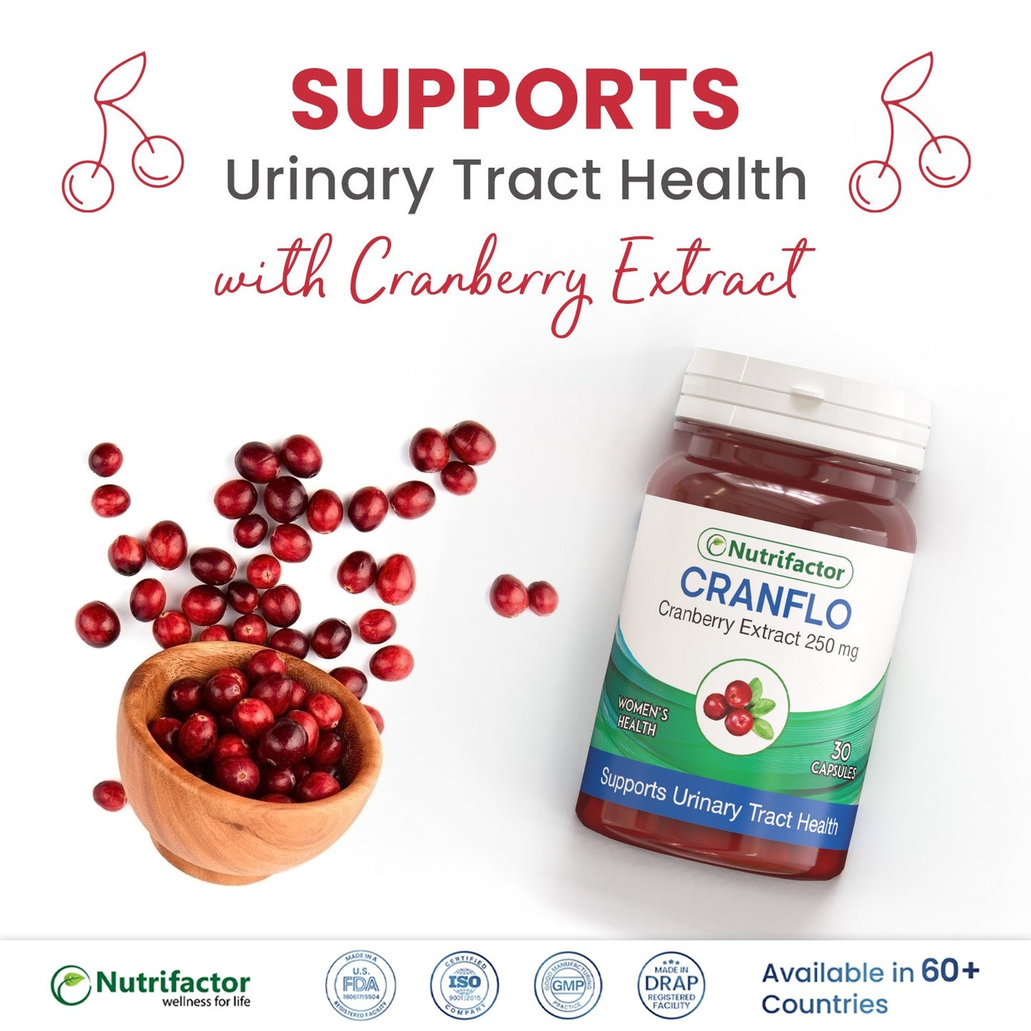 Nutrifactor Cranflo Cranberry Extract 50 mg Supplements 30 Capsules