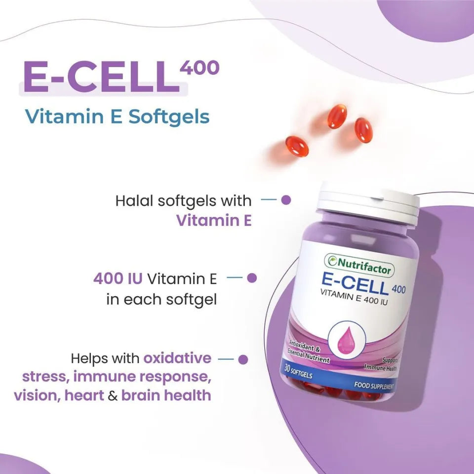 Nutrifactor E-Cell Vitamin E 400 IU Supplements 30 Softgels