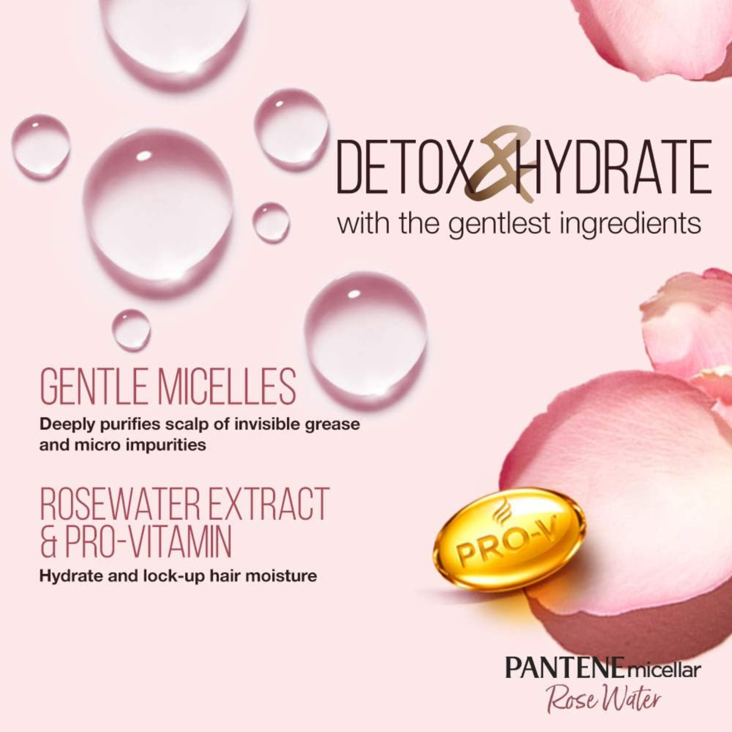 Pantene Micellar Detox & Hydrate Rose Water Scalp Shampoo