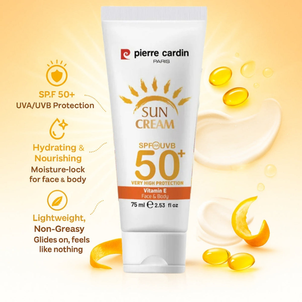 Pierre Cardin Paris Sun Cream SPF50+ High Protection 75ml